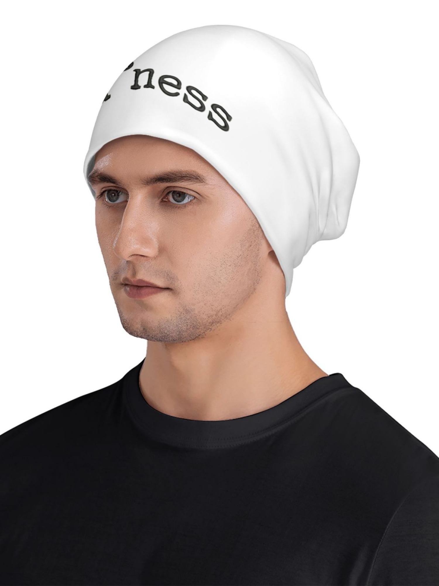 "good"ness Statement Beanie | Minimalist Slouchy Knit Hat (Black & White)