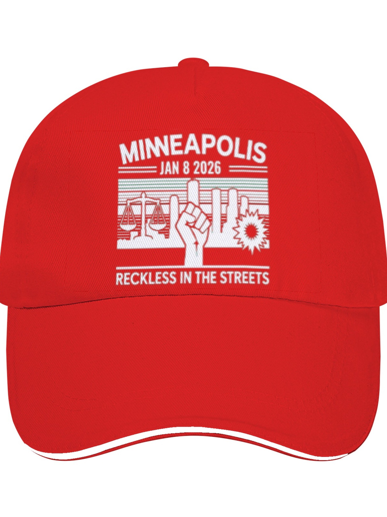 "Reckless In The Streets" Minneapolis Graphic Cap | Jan 8 2026 Commemorative Sandwich Bill Hat