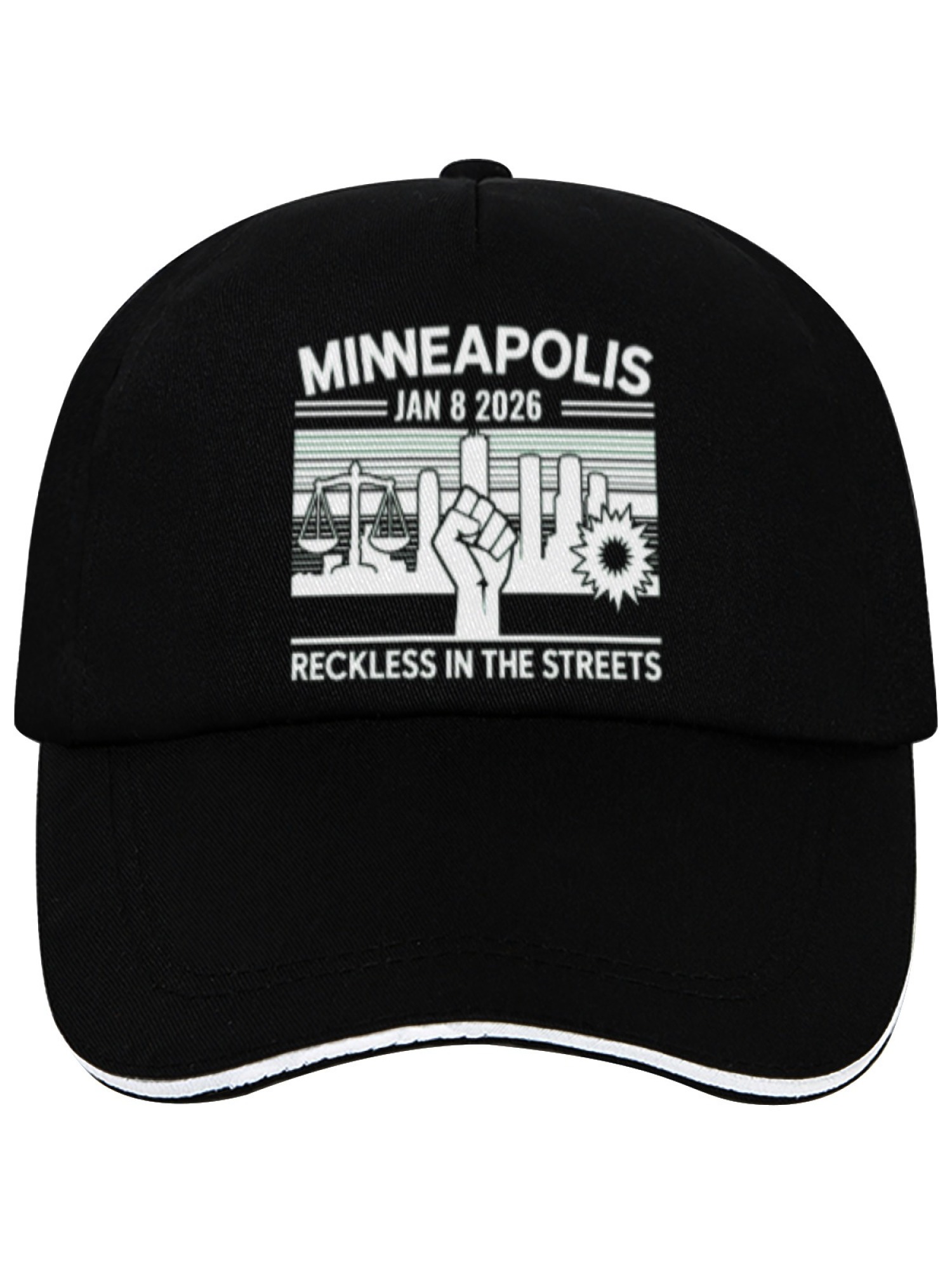 "Reckless In The Streets" Minneapolis Graphic Cap | Jan 8 2026 Commemorative Sandwich Bill Hat
