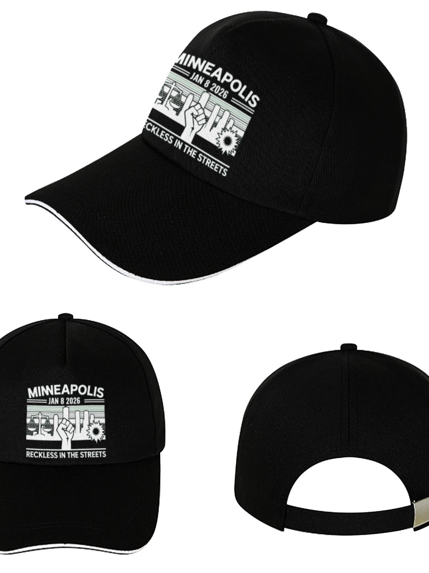 "Reckless In The Streets" Minneapolis Graphic Cap | Jan 8 2026 Commemorative Sandwich Bill Hat