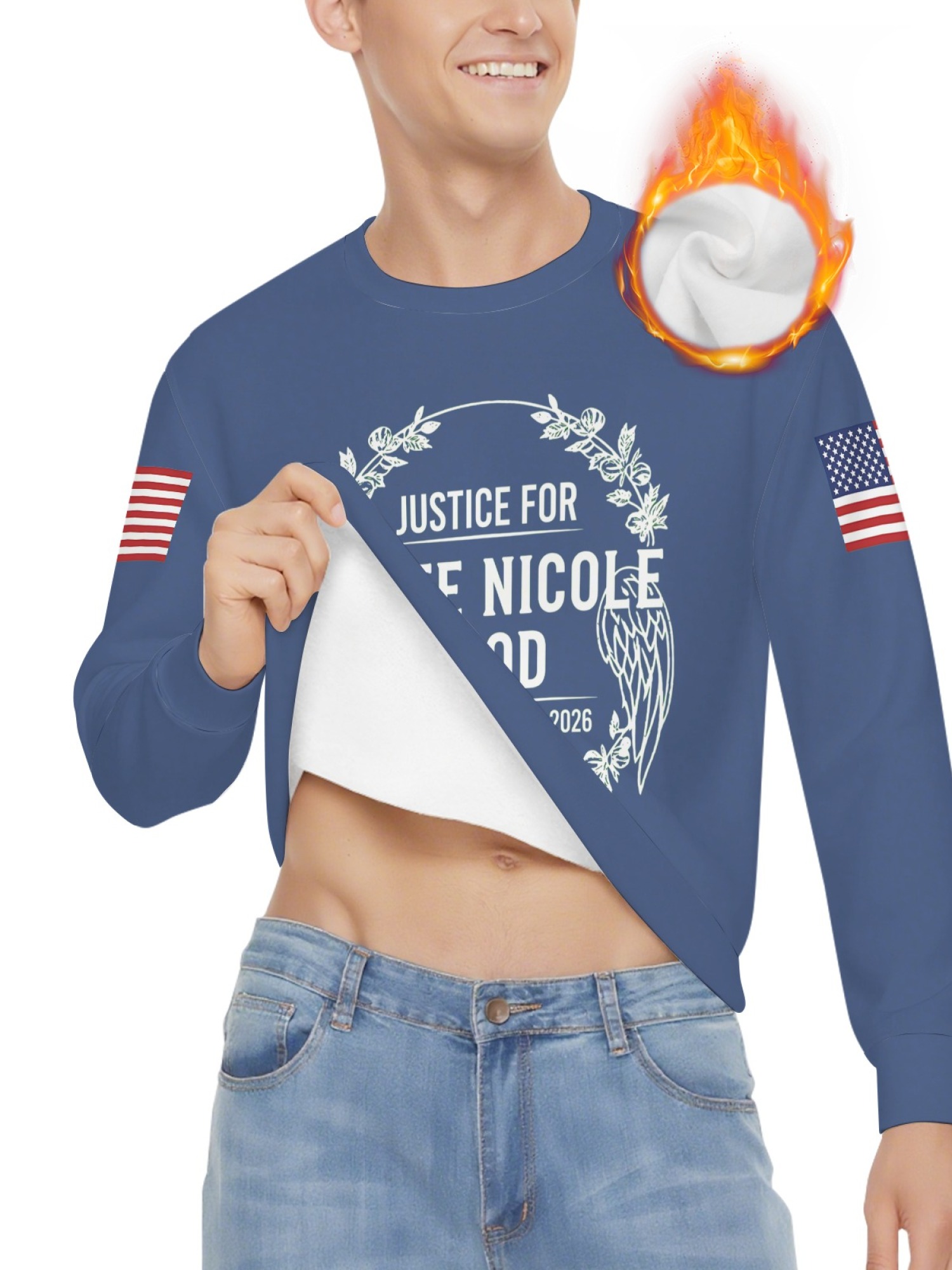 "Justice For Renee Nicole Good" Memorial Sweatshirt | American Flag Sleeve Crewneck