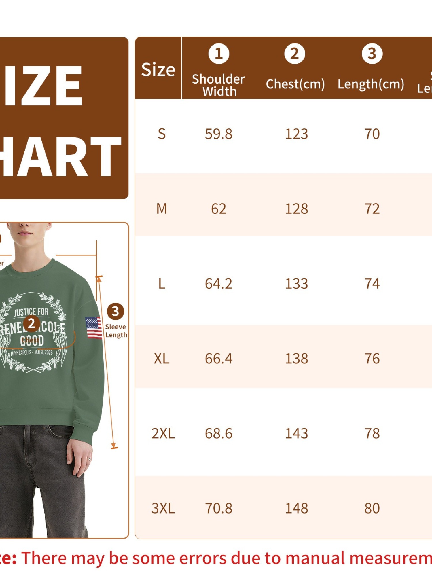 "Justice For Renee Nicole Good" Memorial Sweatshirt | American Flag Sleeve Crewneck