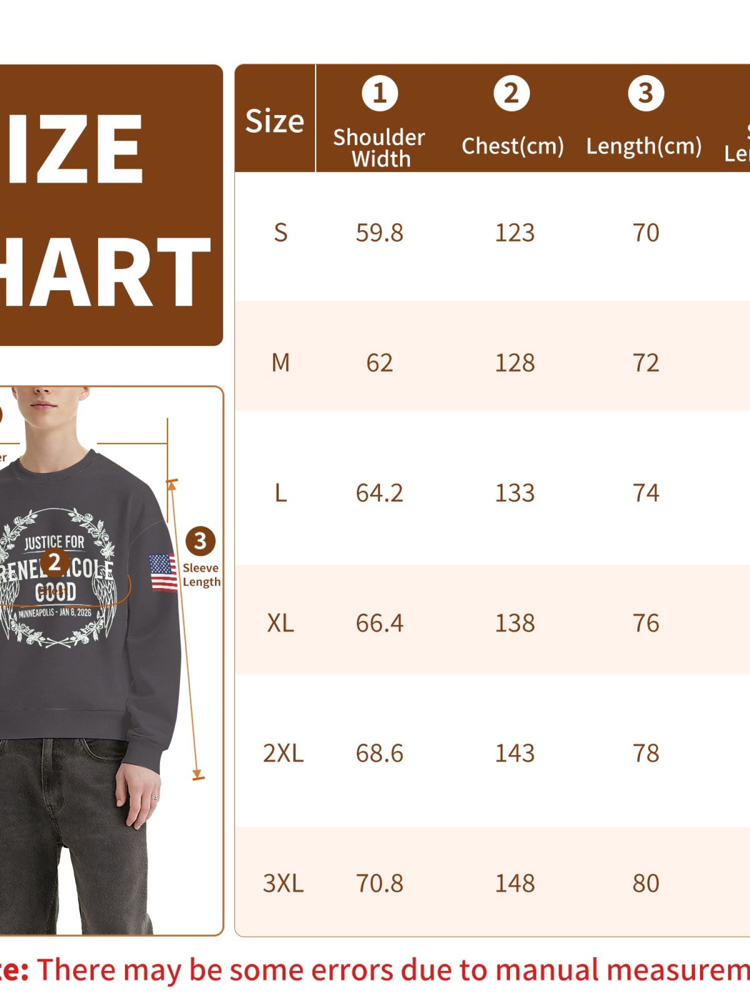 "Justice For Renee Nicole Good" Memorial Sweatshirt | American Flag Sleeve Crewneck