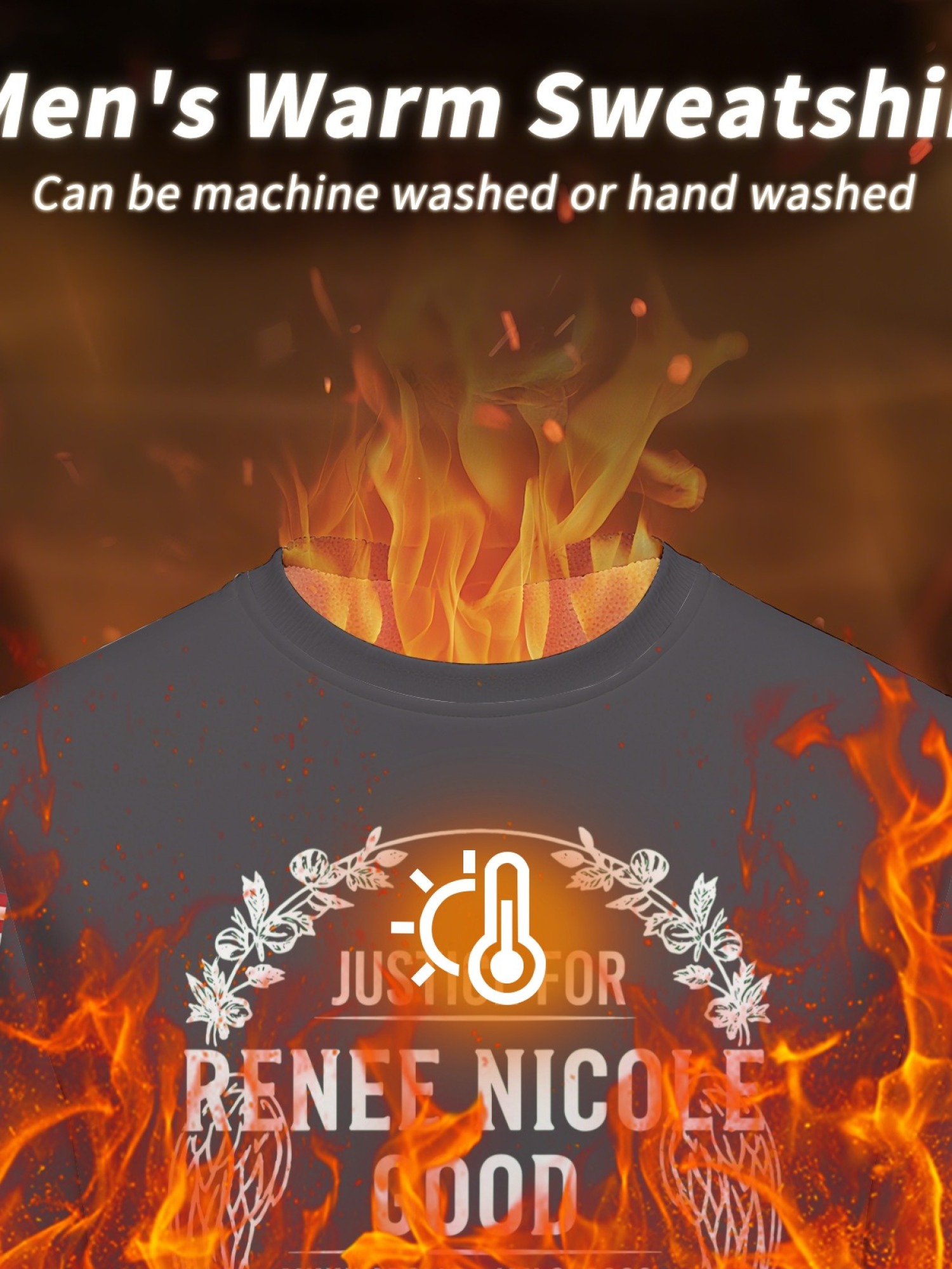 "Justice For Renee Nicole Good" Memorial Sweatshirt | American Flag Sleeve Crewneck