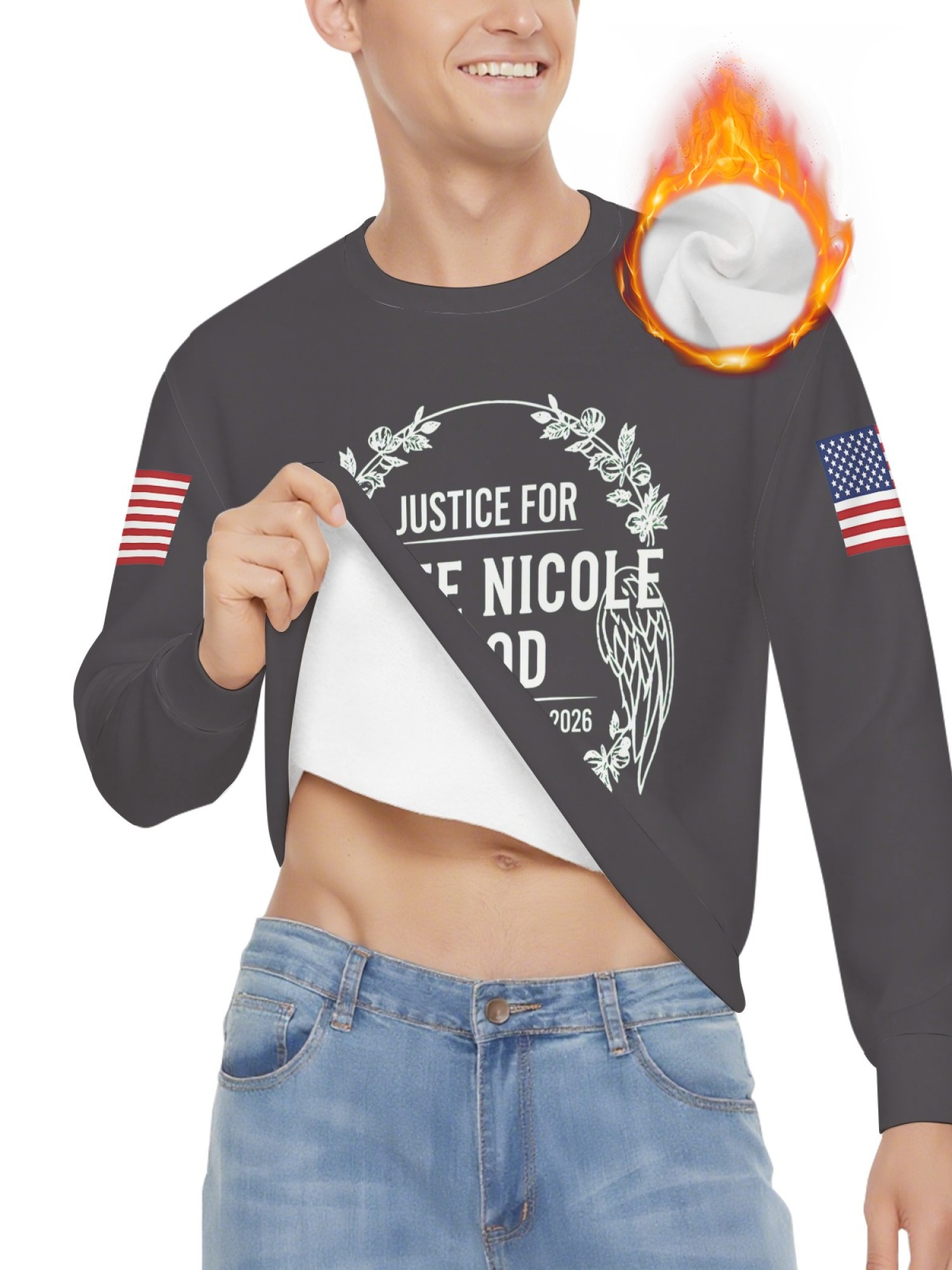 "Justice For Renee Nicole Good" Memorial Sweatshirt | American Flag Sleeve Crewneck