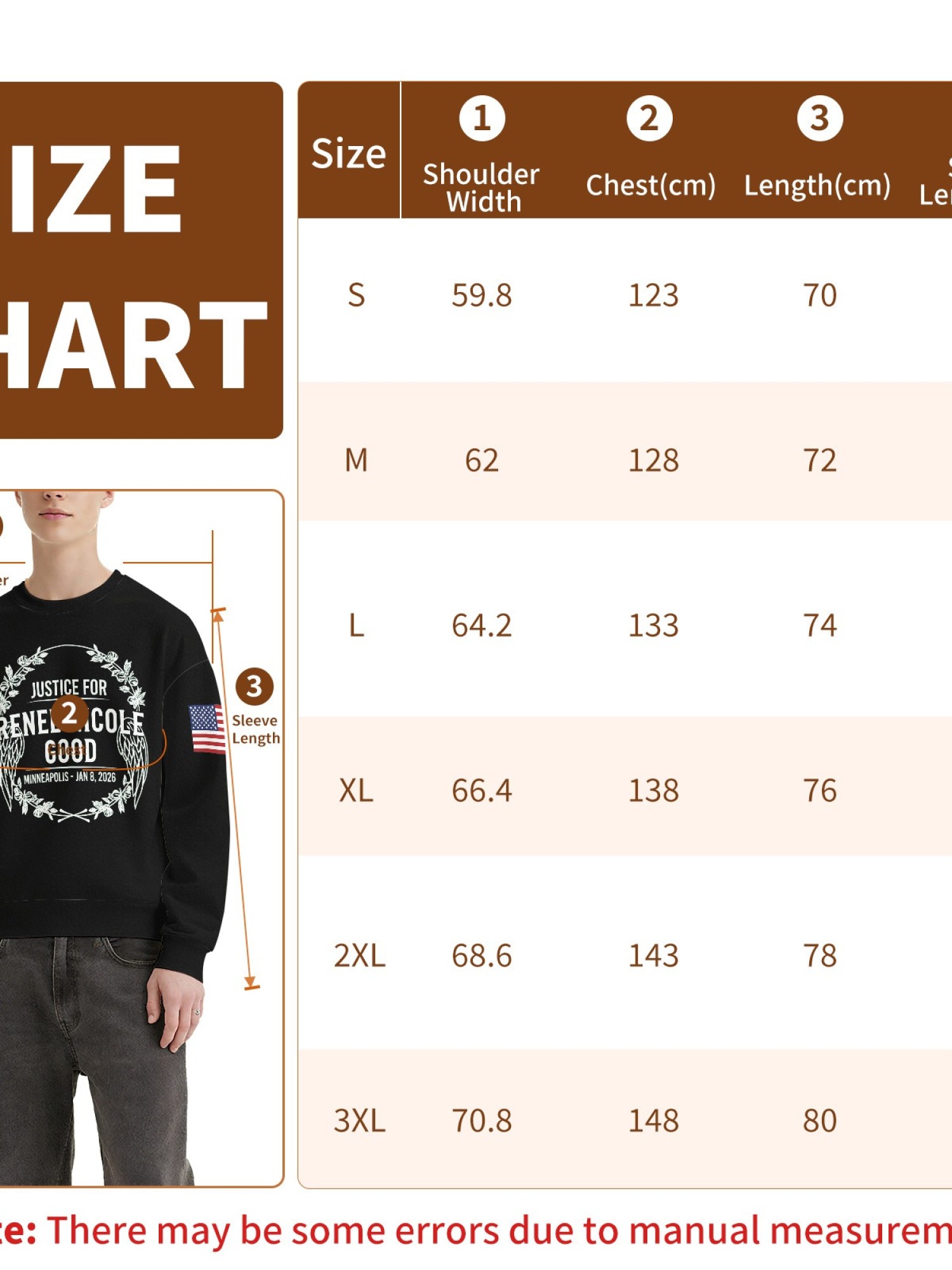 "Justice For Renee Nicole Good" Memorial Sweatshirt | American Flag Sleeve Crewneck