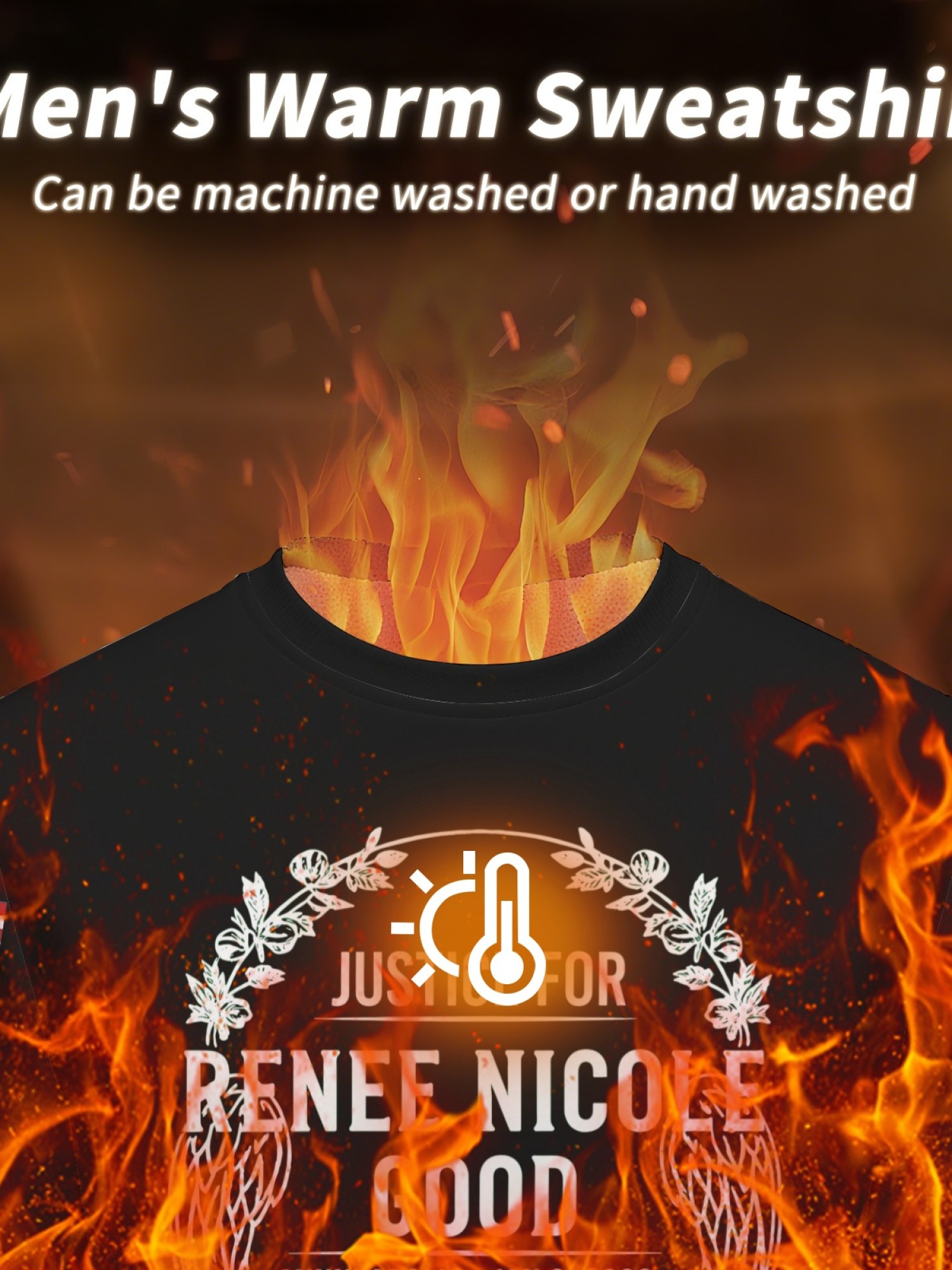 "Justice For Renee Nicole Good" Memorial Sweatshirt | American Flag Sleeve Crewneck