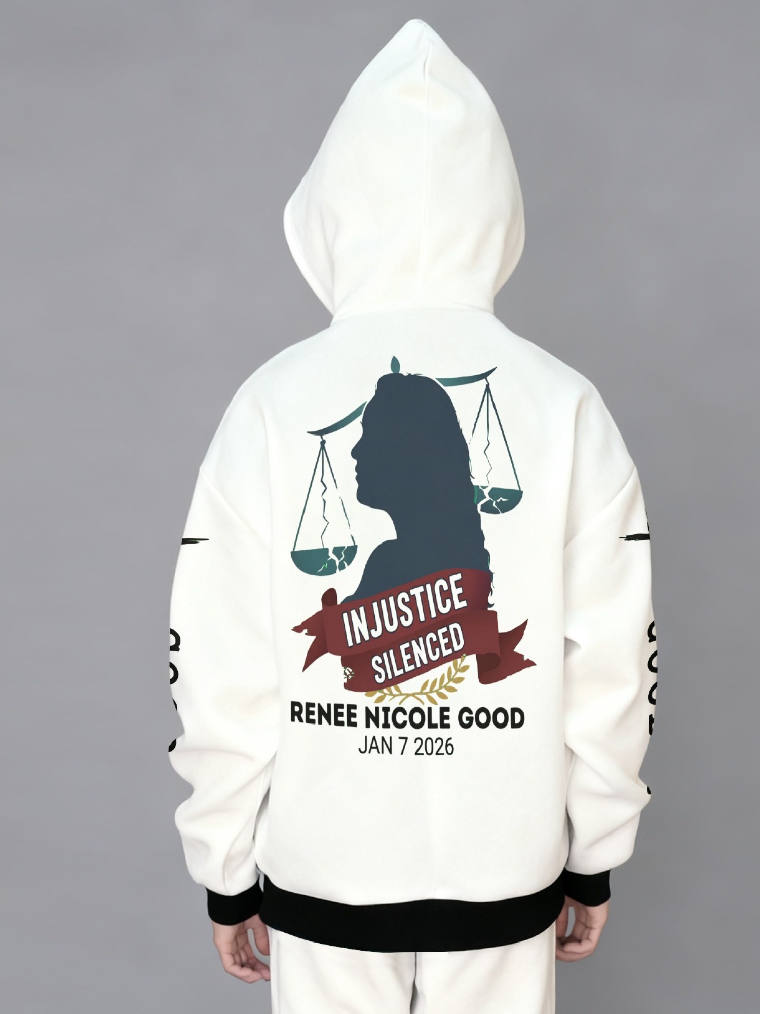 "Her Spirit Lives On" Memorial Hoodie & Sleep Mask Set | 2-Piece Tribute Bundle with Contrast Cuffs