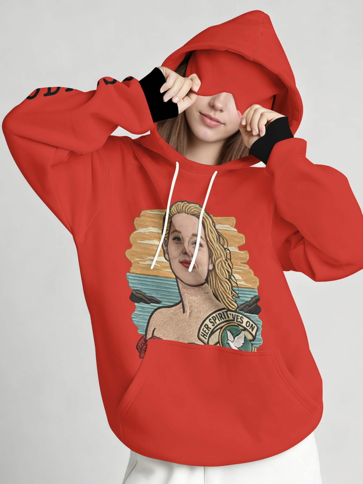 "Her Spirit Lives On" Memorial Hoodie & Sleep Mask Set | 2-Piece Tribute Bundle with Contrast Cuffs