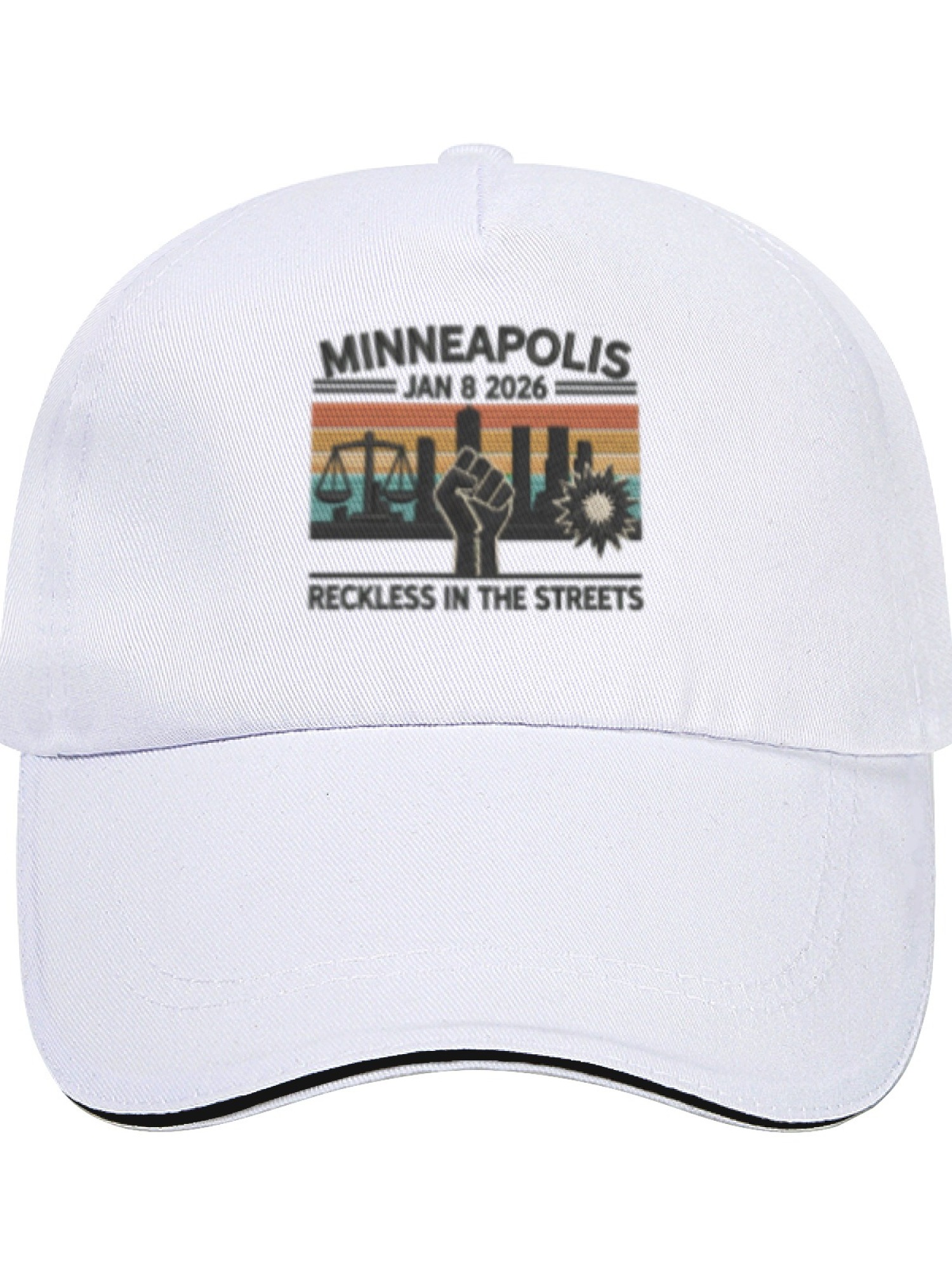 "Reckless In The Streets" Minneapolis Graphic Cap | Jan 8 2026 Commemorative Sandwich Bill Hat