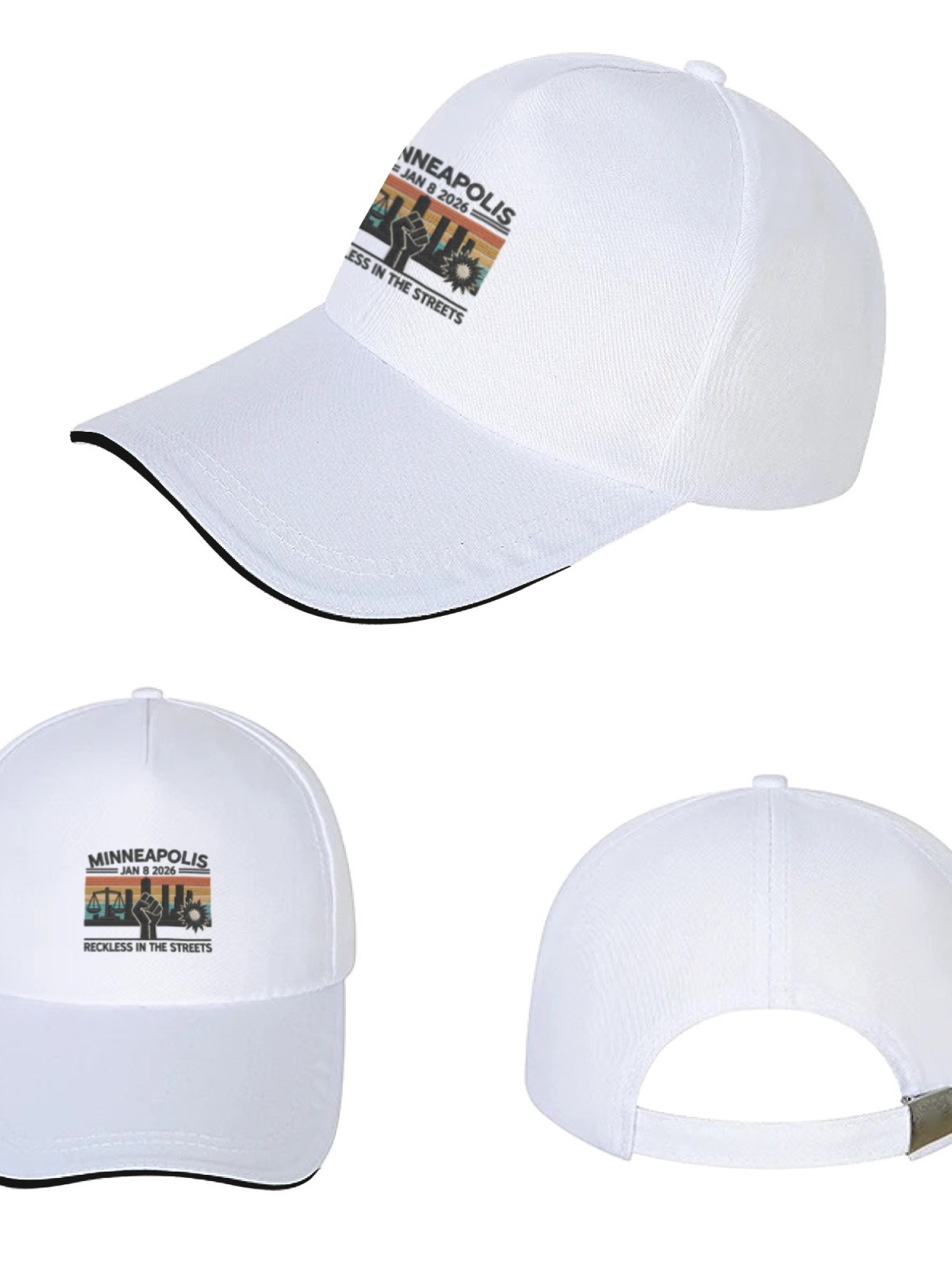 "Reckless In The Streets" Minneapolis Graphic Cap | Jan 8 2026 Commemorative Sandwich Bill Hat