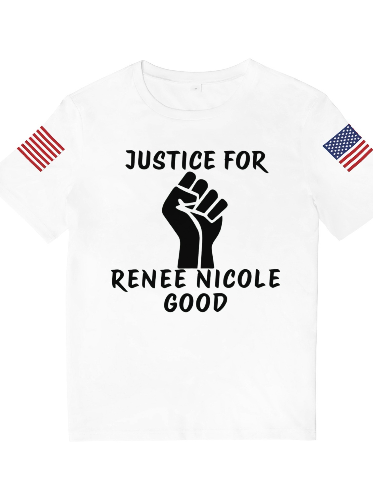 "Justice For Renee Nicole Good" Memorial T-Shirt | American Flag Sleeve Tee