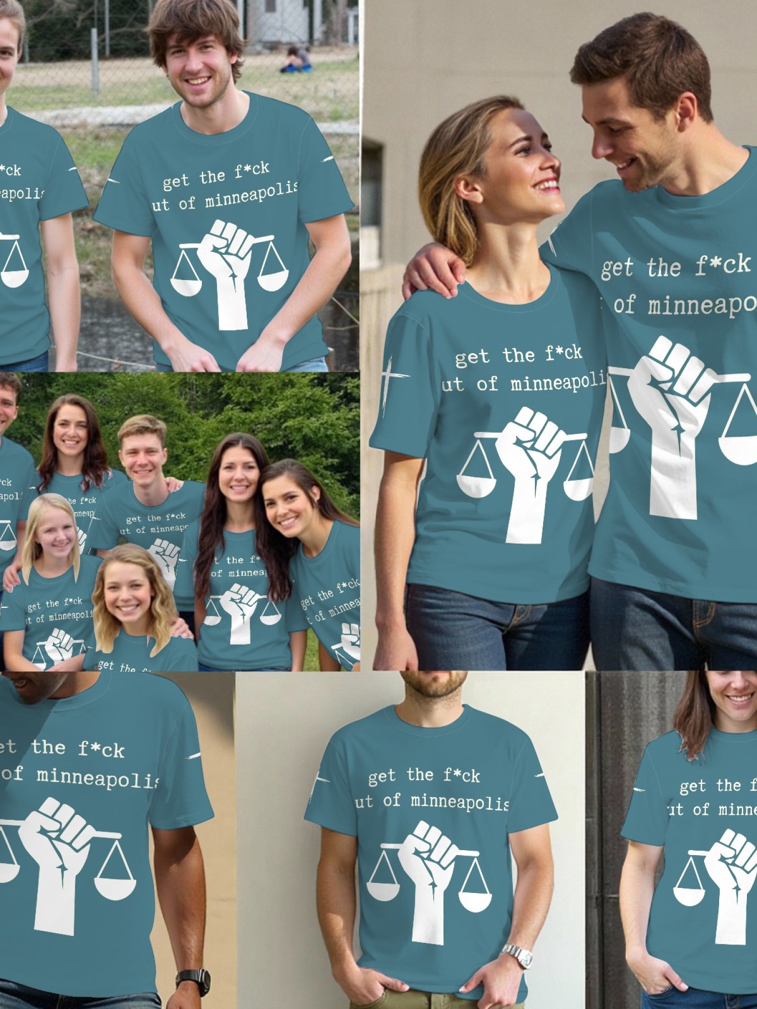 "GTFO Minneapolis" Statement T-Shirt | Justice Scales Graphic Tee with Sleeve Prints