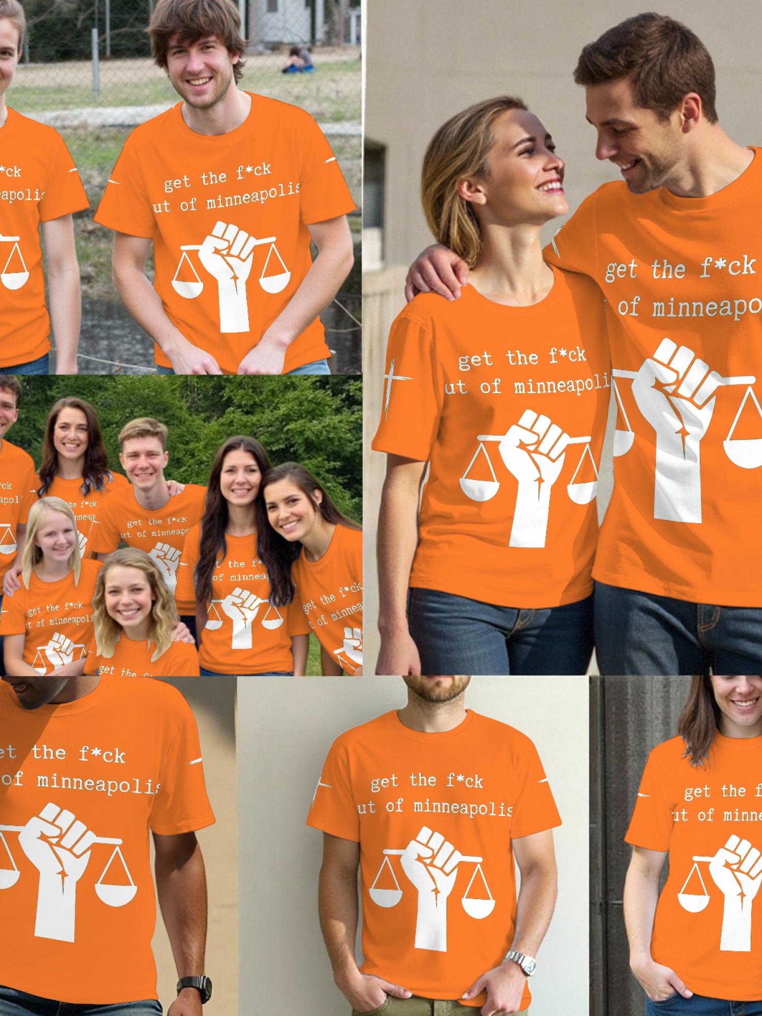 "GTFO Minneapolis" Statement T-Shirt | Justice Scales Graphic Tee with Sleeve Prints