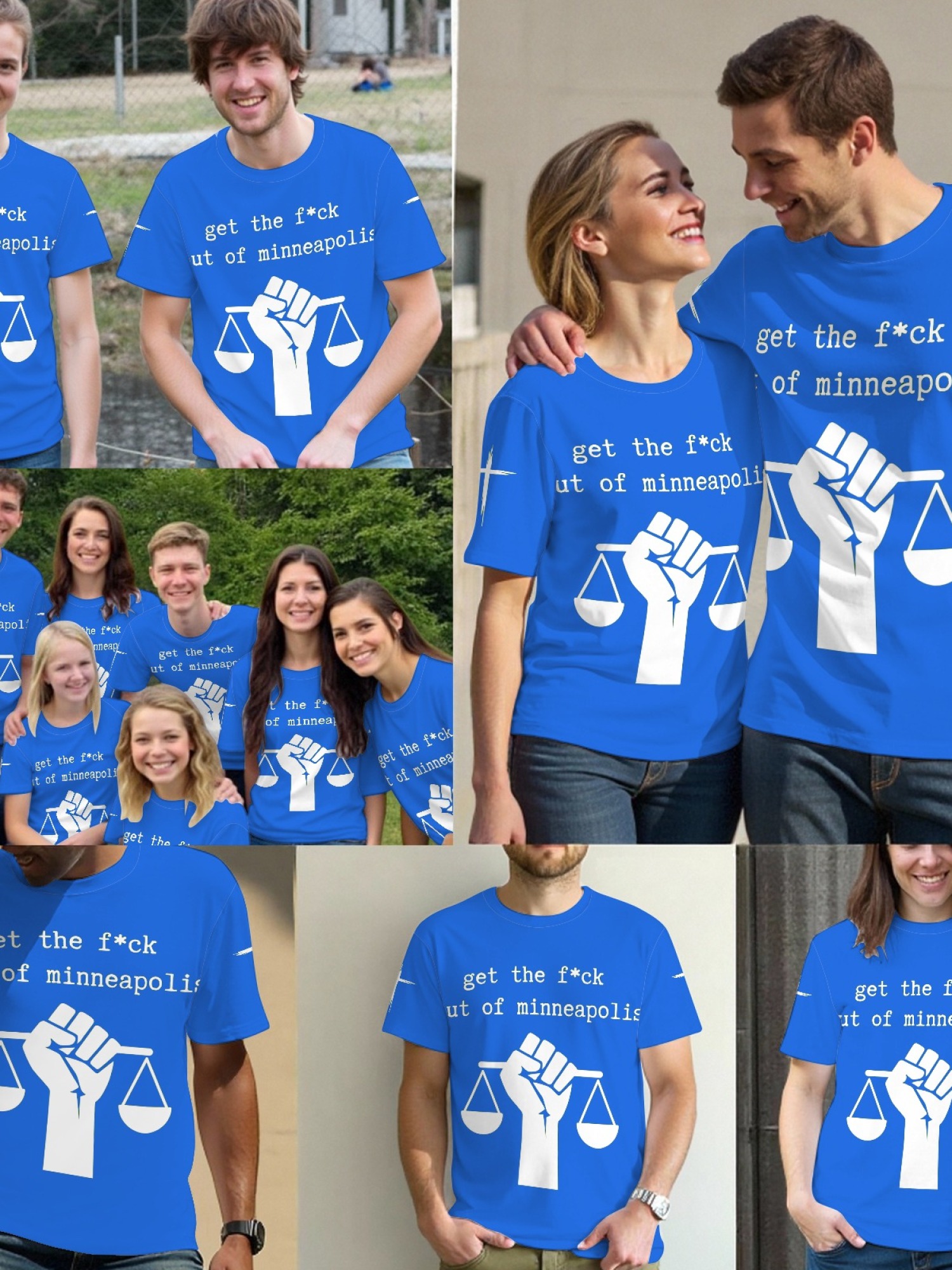 "GTFO Minneapolis" Statement T-Shirt | Justice Scales Graphic Tee with Sleeve Prints