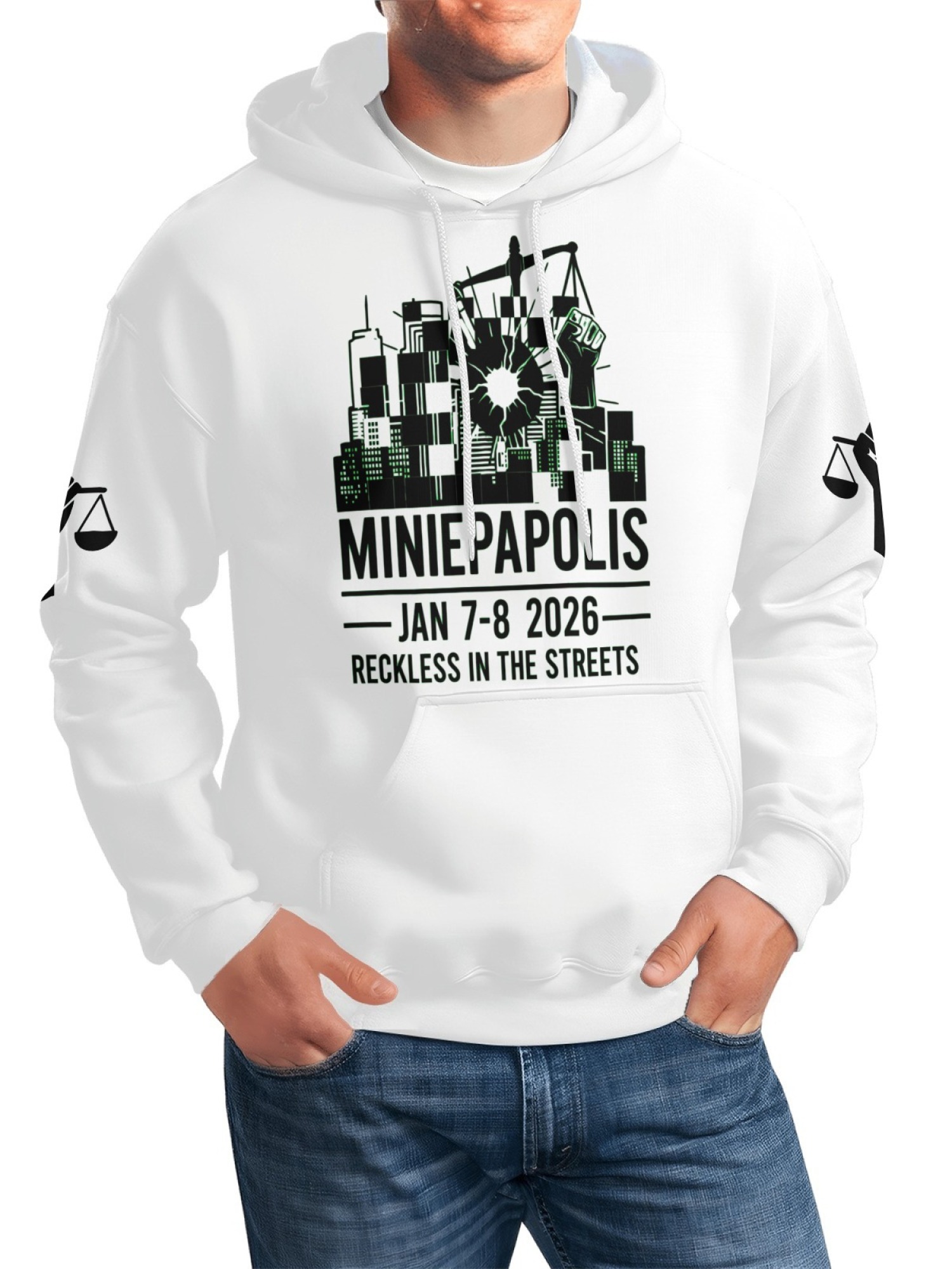 "Reckless In The Streets" Unisex Minneapolis Event Hoodie | Jan 7-8 2026 Commemorative Pullover with Sleeve Prints