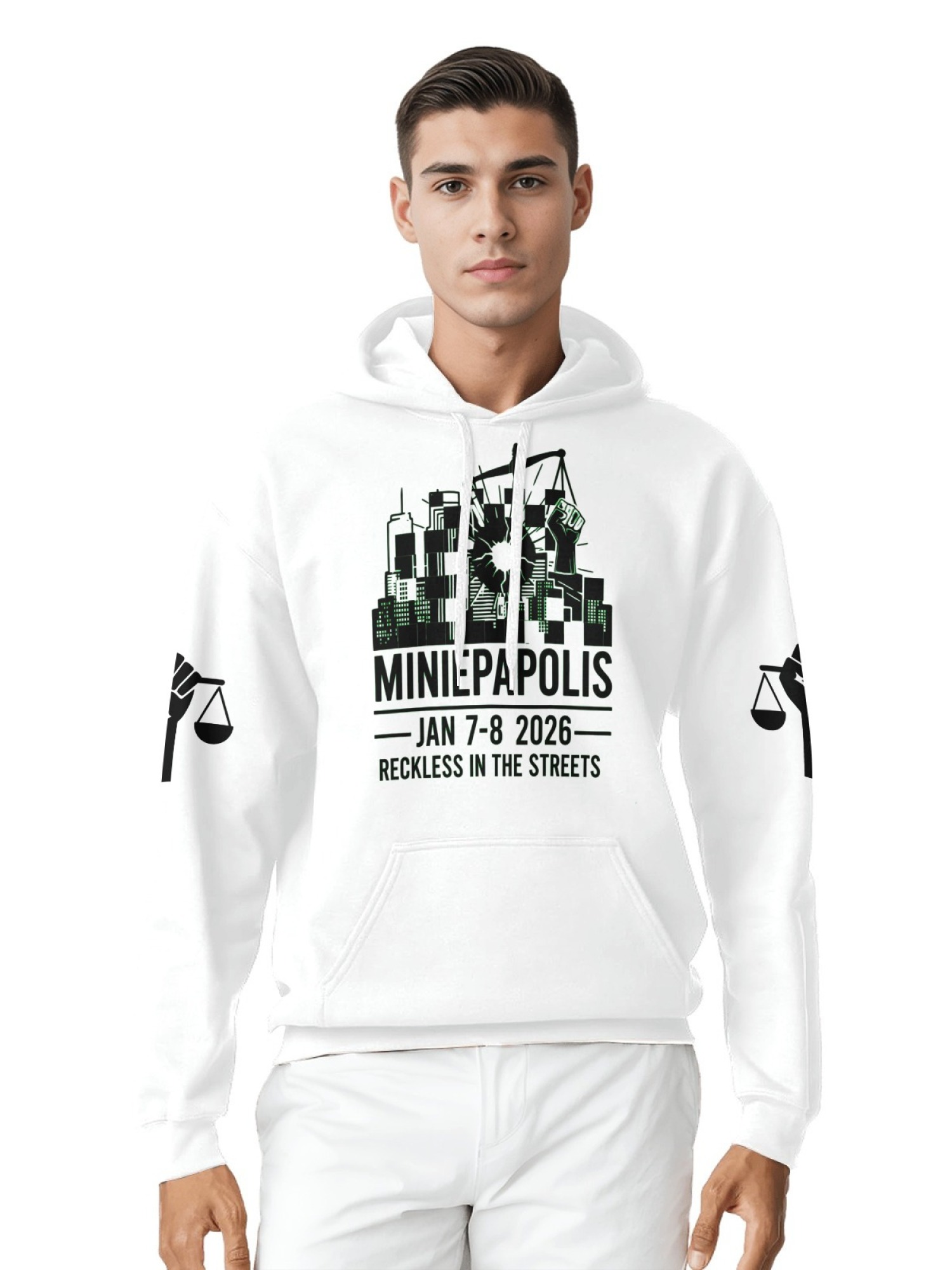 "Reckless In The Streets" Unisex Minneapolis Event Hoodie | Jan 7-8 2026 Commemorative Pullover with Sleeve Prints
