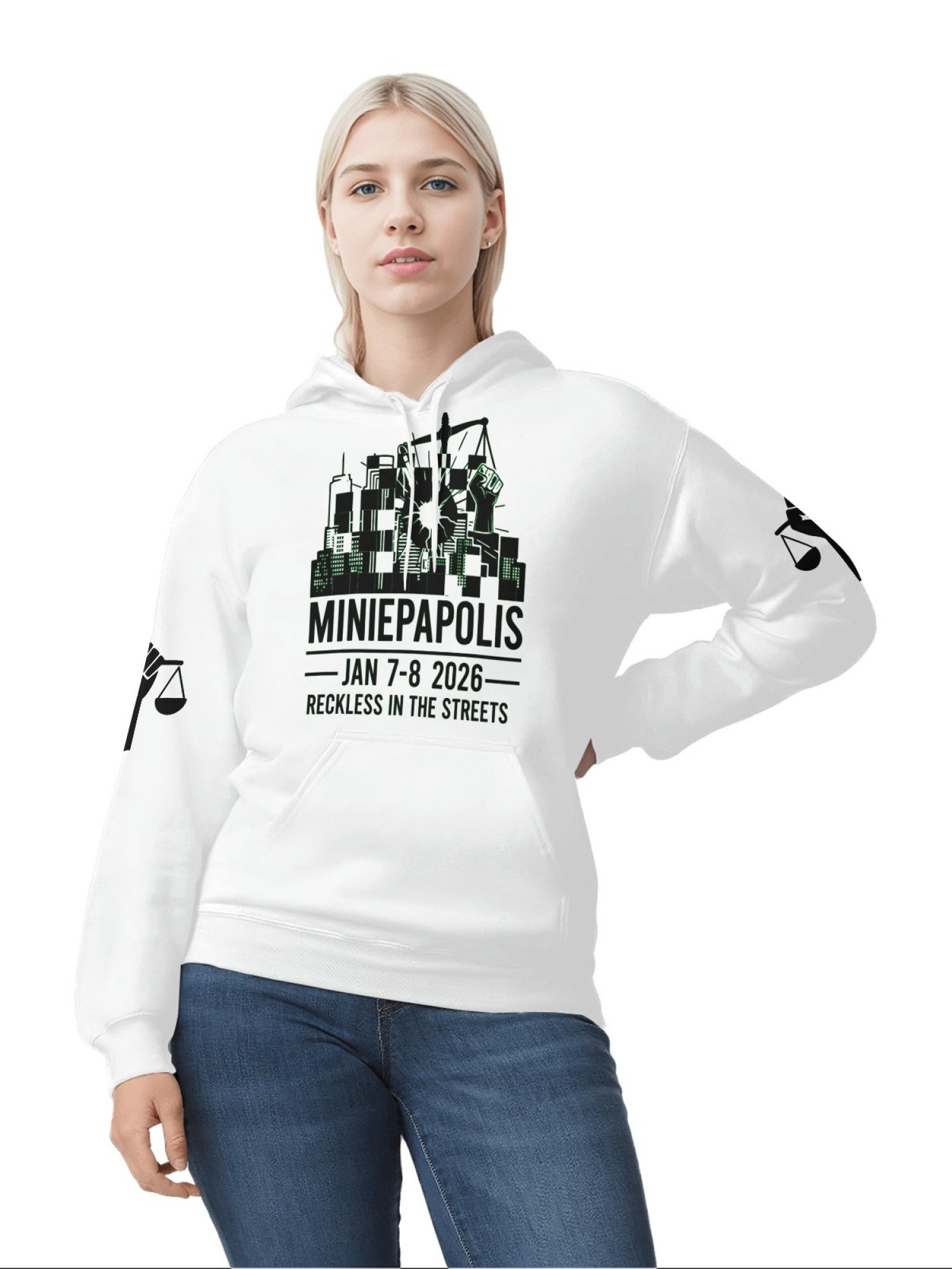 "Reckless In The Streets" Unisex Minneapolis Event Hoodie | Jan 7-8 2026 Commemorative Pullover with Sleeve Prints
