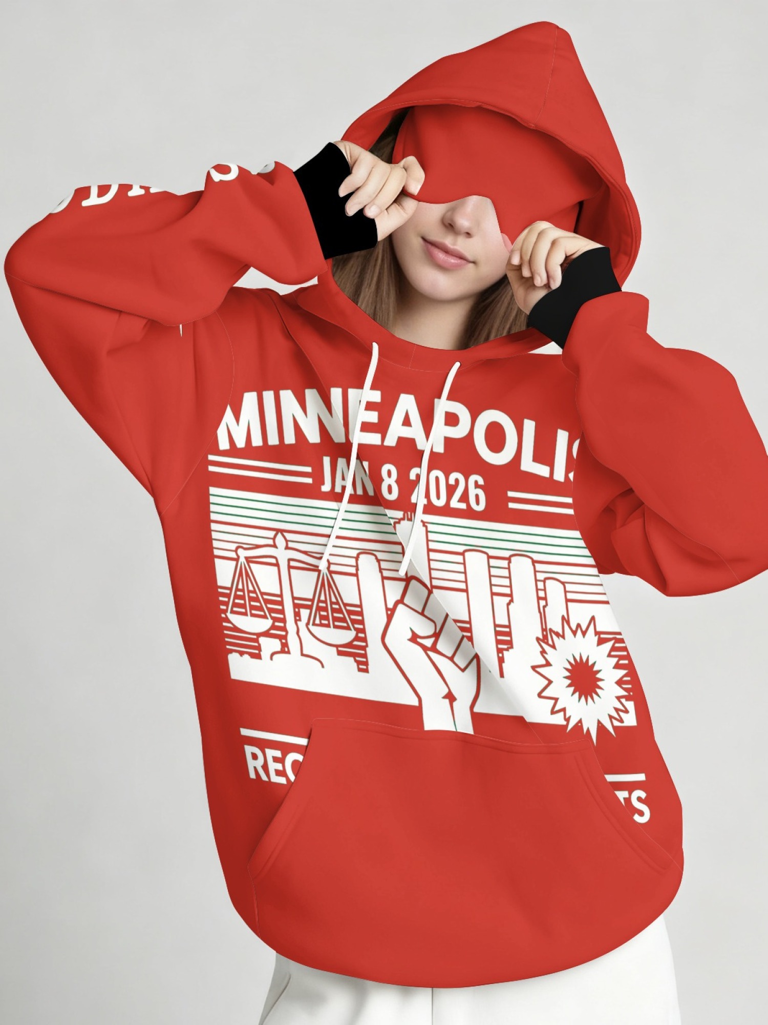 "Reckless In The Streets" Minneapolis Hoodie & Sleep Mask Set | Jan 8 2026 Commemorative Pullover with Contrast Cuffs