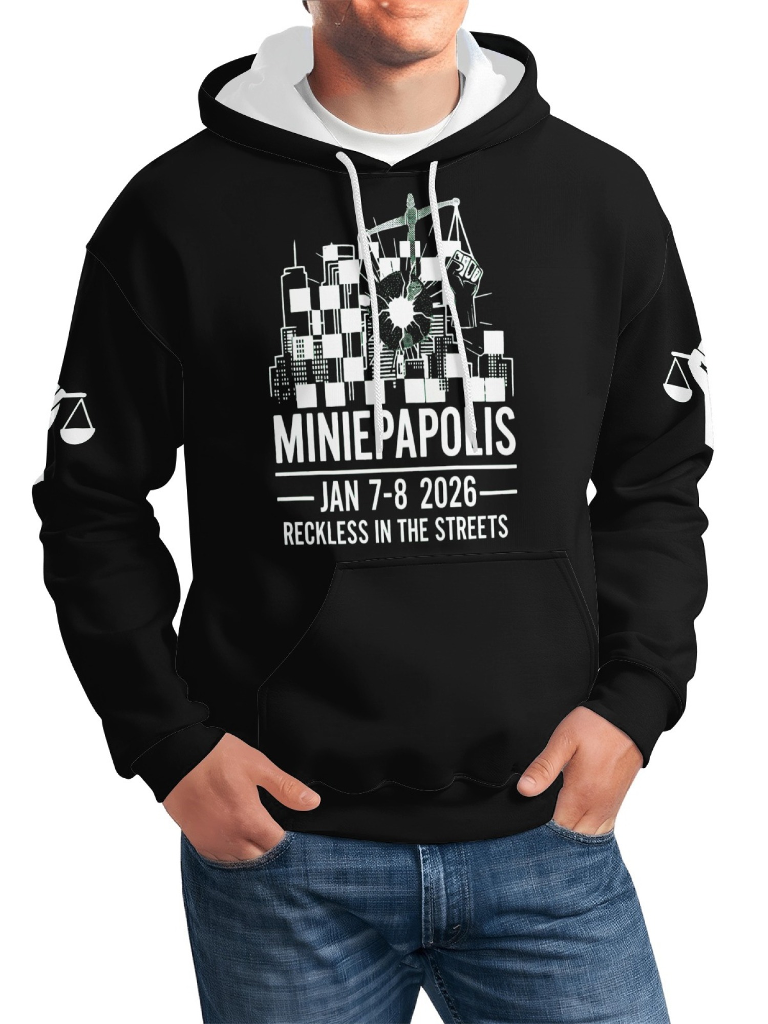 "Reckless In The Streets" Unisex Minneapolis Event Hoodie | Jan 7-8 2026 Commemorative Pullover with Sleeve Prints