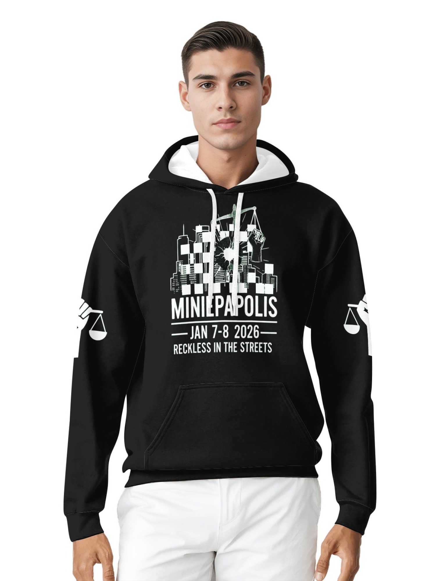 "Reckless In The Streets" Unisex Minneapolis Event Hoodie | Jan 7-8 2026 Commemorative Pullover with Sleeve Prints