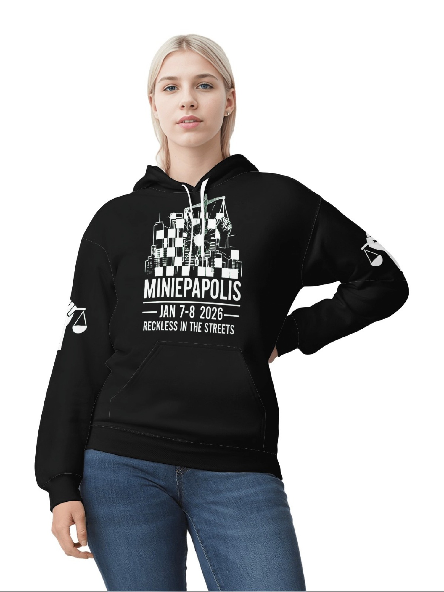 "Reckless In The Streets" Unisex Minneapolis Event Hoodie | Jan 7-8 2026 Commemorative Pullover with Sleeve Prints