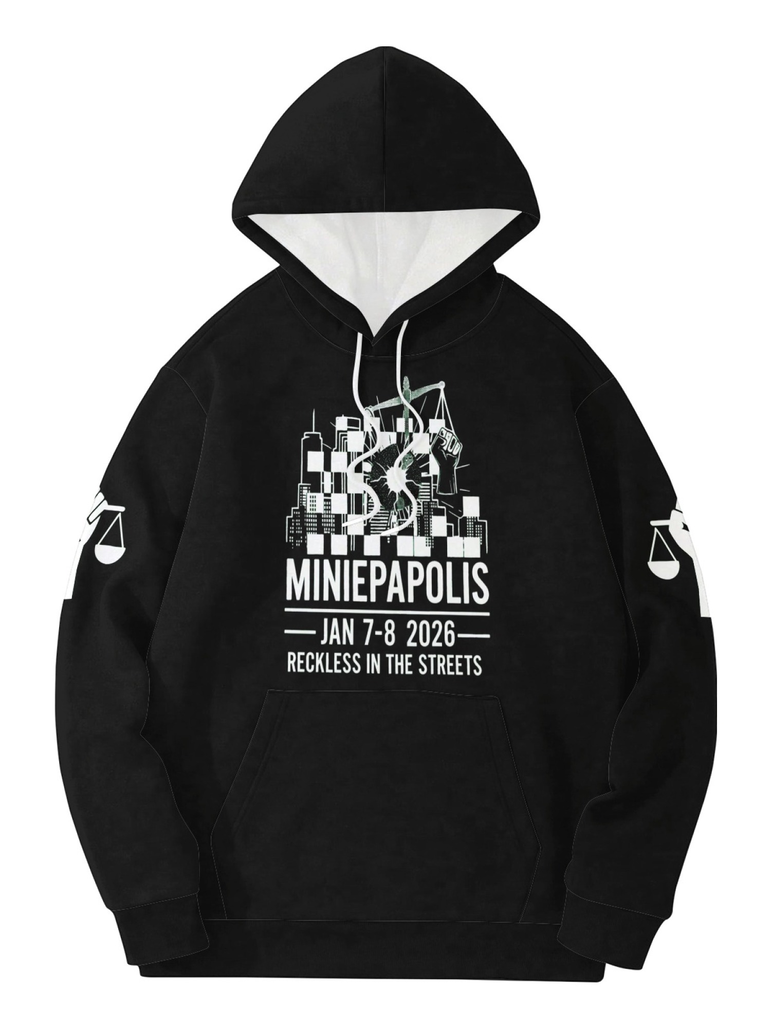 "Reckless In The Streets" Unisex Minneapolis Event Hoodie | Jan 7-8 2026 Commemorative Pullover with Sleeve Prints