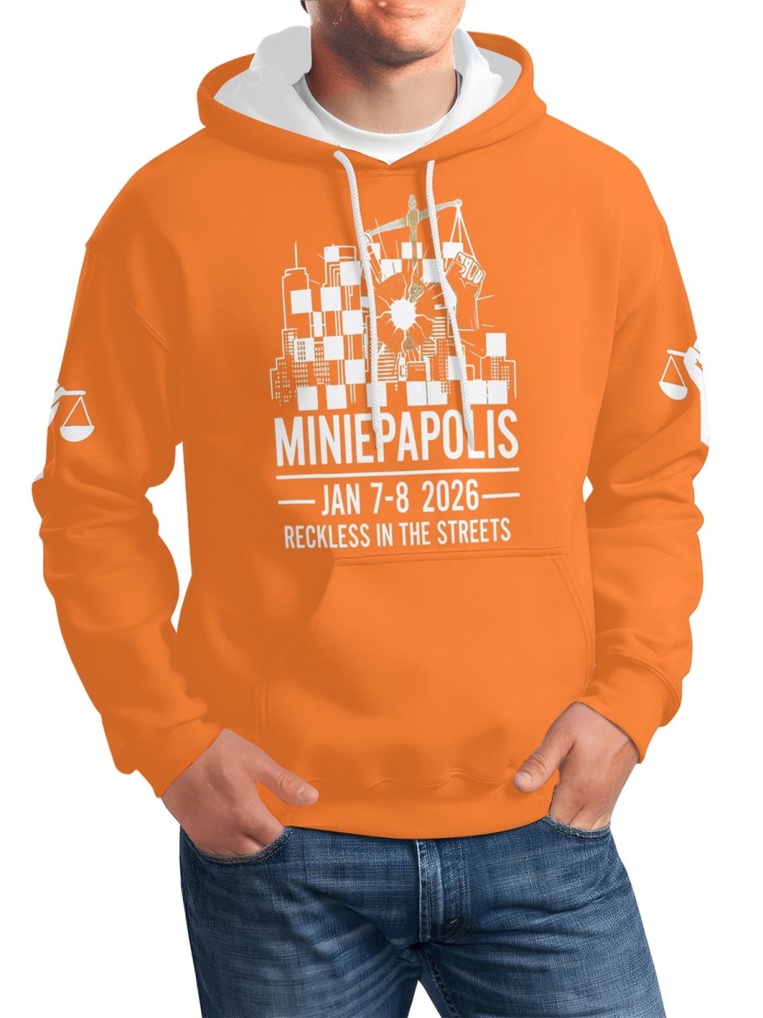 "Reckless In The Streets" Unisex Minneapolis Event Hoodie | Jan 7-8 2026 Commemorative Pullover with Sleeve Prints