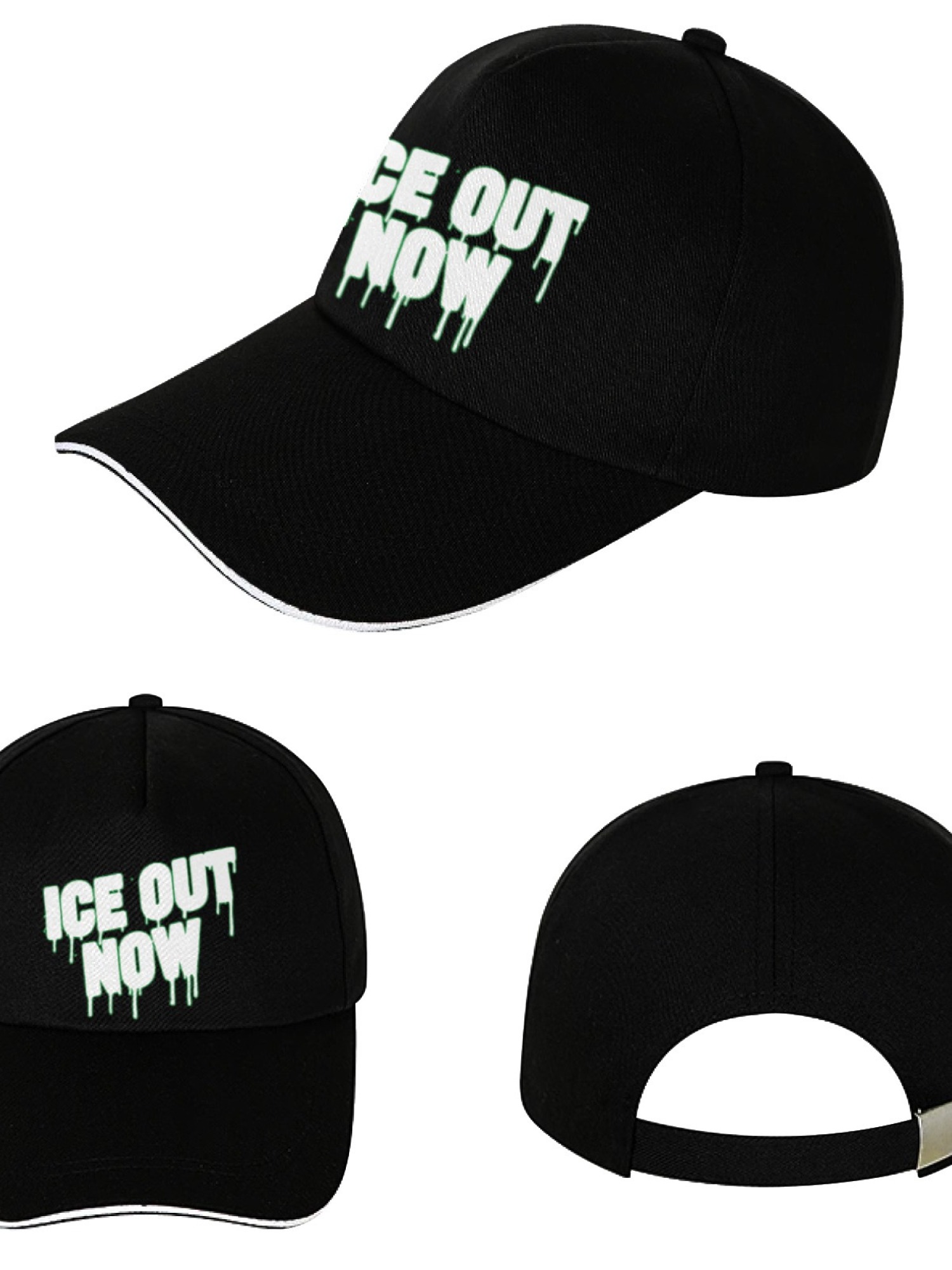 "ICE OUT NOW" Dripping Logo Baseball Cap | Sandwich Bill Streetwear Dad Hat