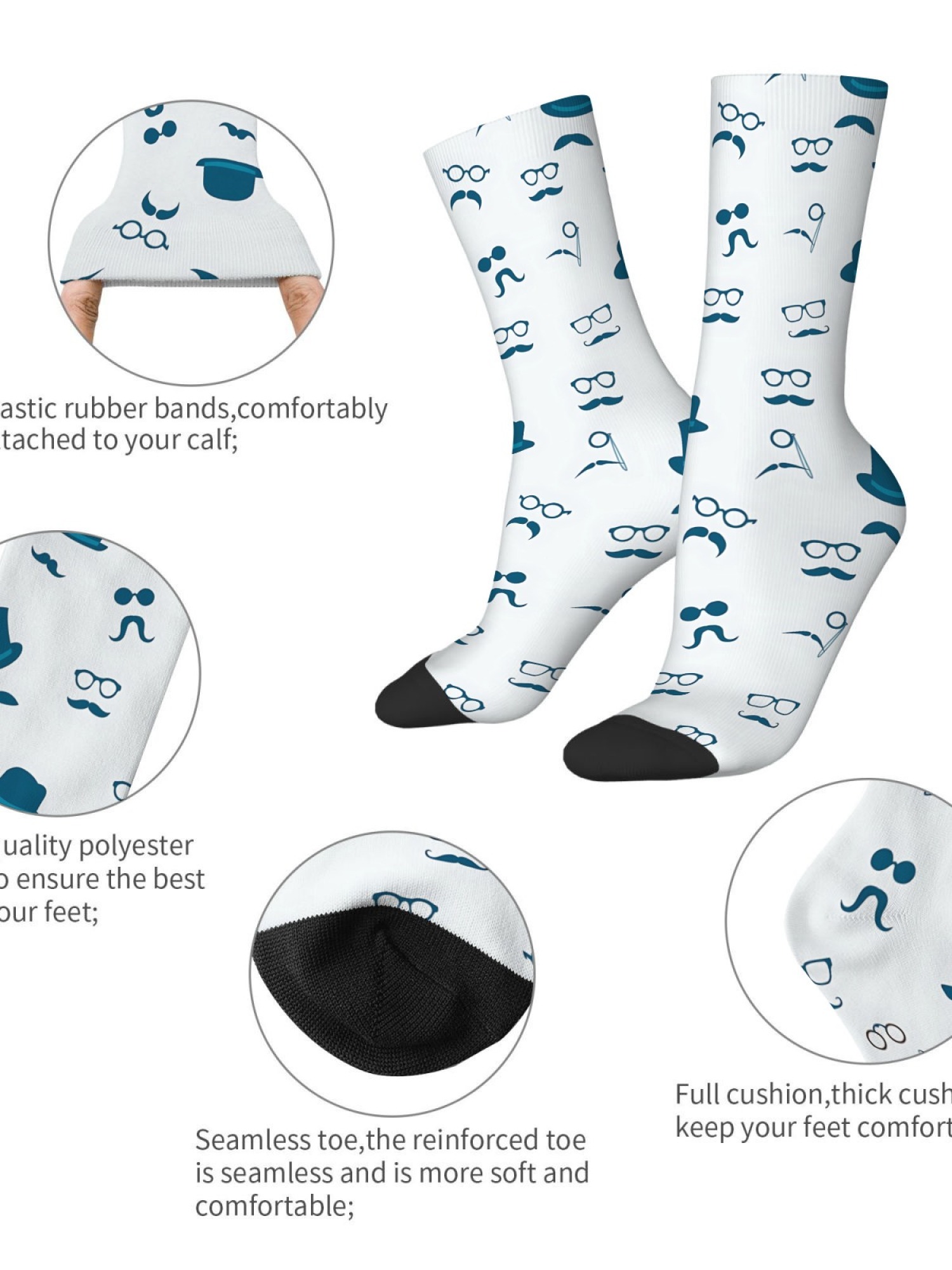 "The Gentleman" Tuxedo Men's Trunks & Mustache Socks Set | Funny Groom & Bachelor Gift Bundle