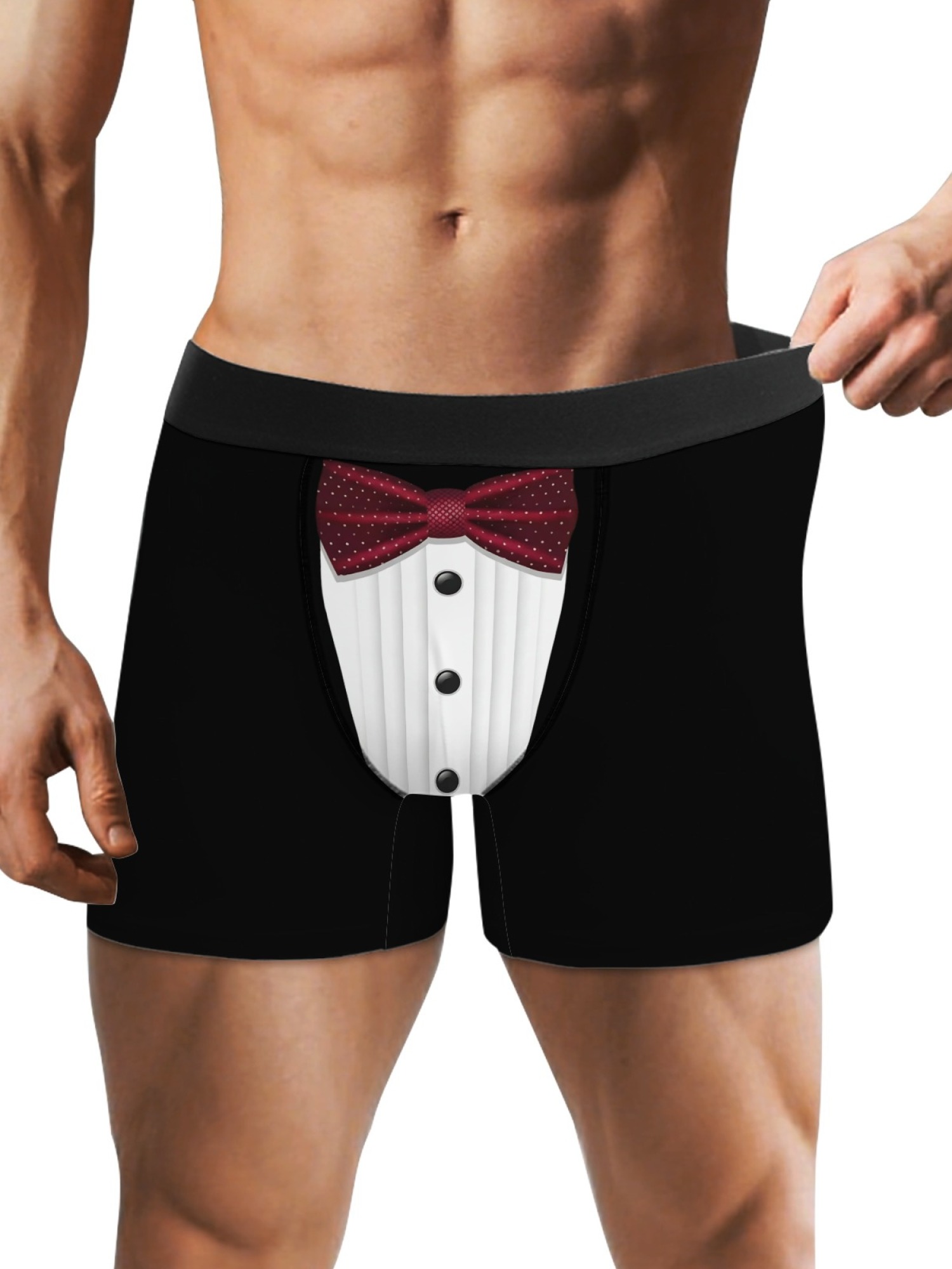 "The Gentleman" Tuxedo Men's Trunks & Mustache Socks Set | Funny Groom & Bachelor Gift Bundle