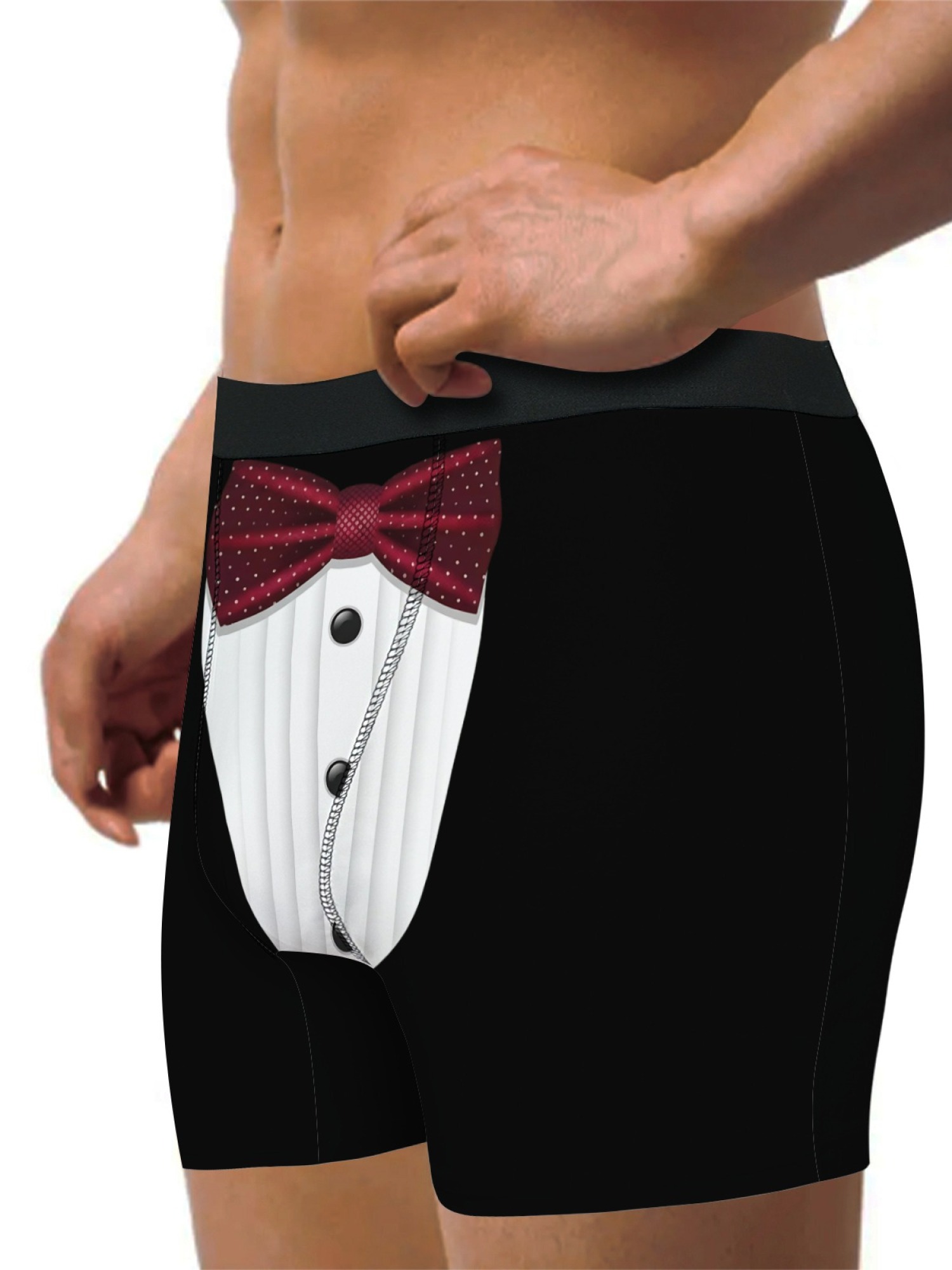 "The Gentleman" Tuxedo Men's Trunks & Mustache Socks Set | Funny Groom & Bachelor Gift Bundle