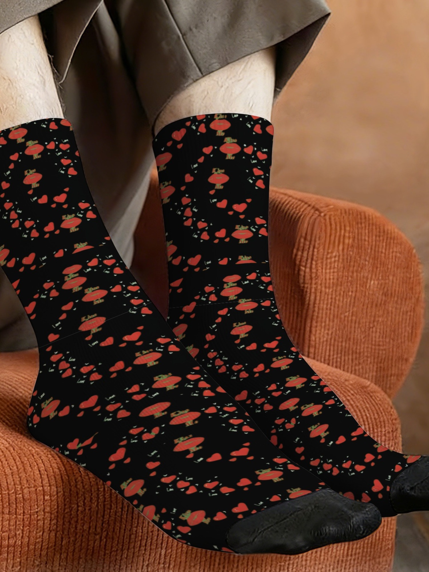 "Love & Kisses" Men's Romantic Trunks & Socks Gift Set | Valentine's Day Bundle