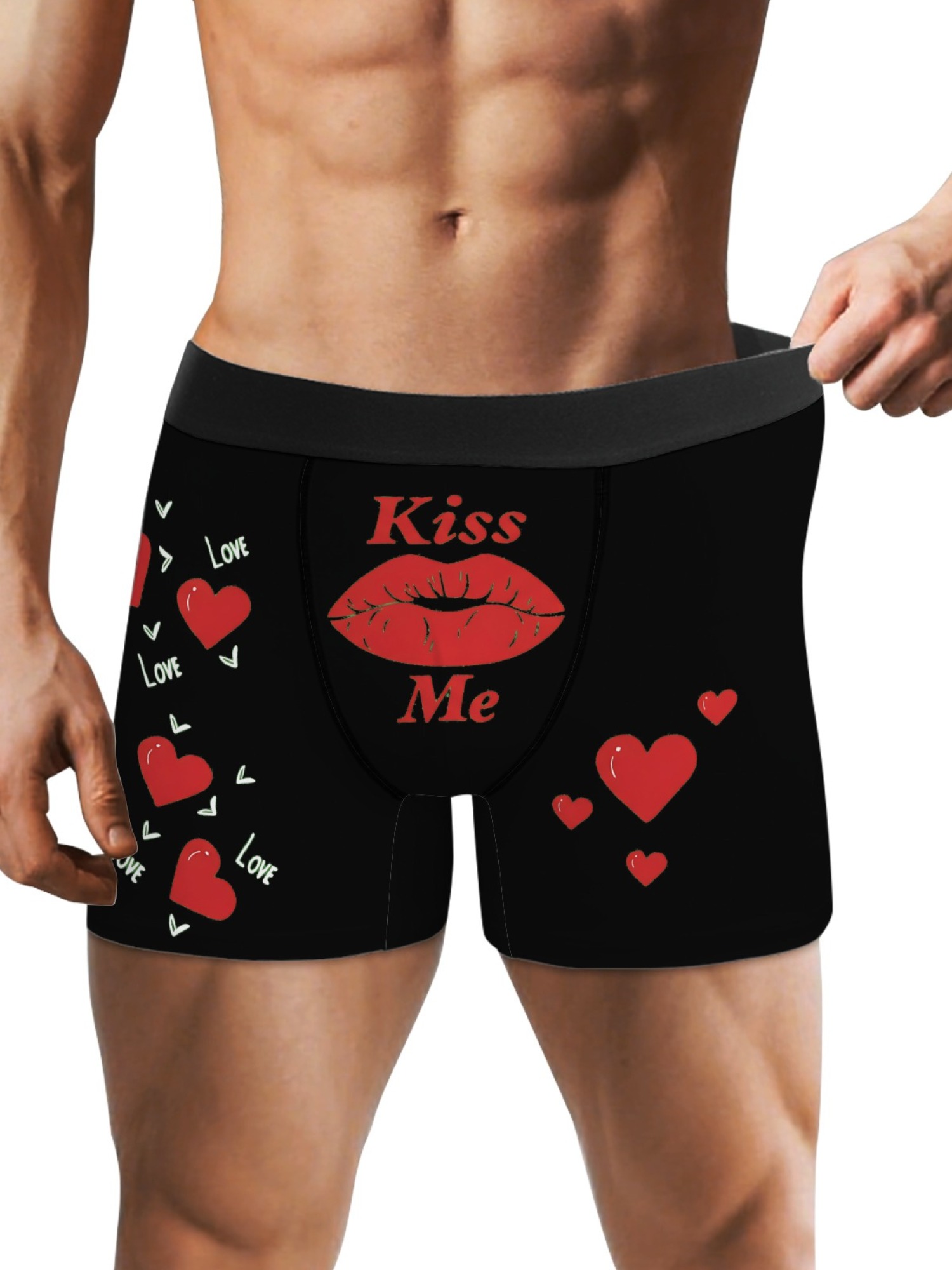 "Love & Kisses" Men's Romantic Trunks & Socks Gift Set | Valentine's Day Bundle
