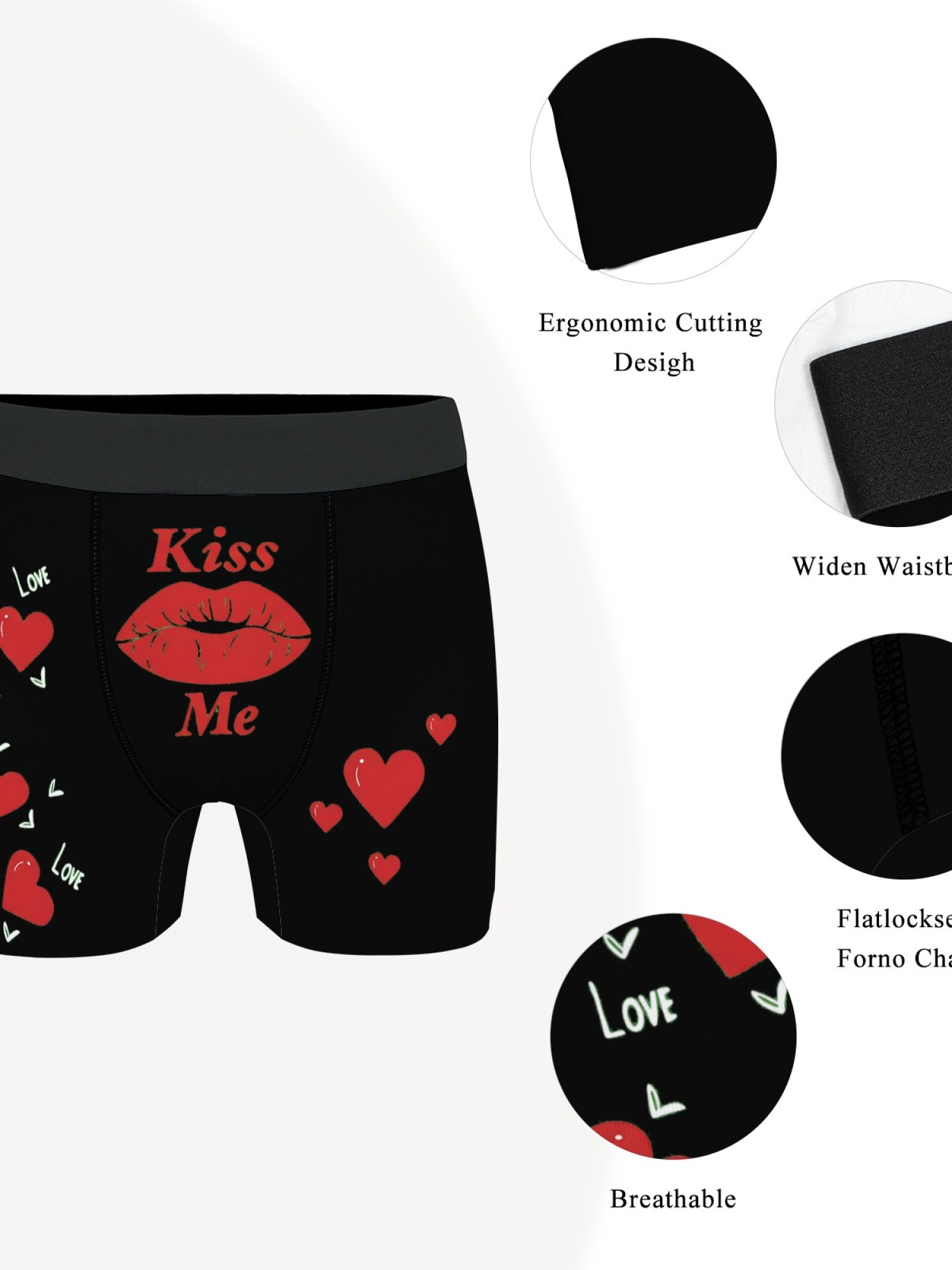 "Love & Kisses" Men's Romantic Trunks & Socks Gift Set | Valentine's Day Bundle