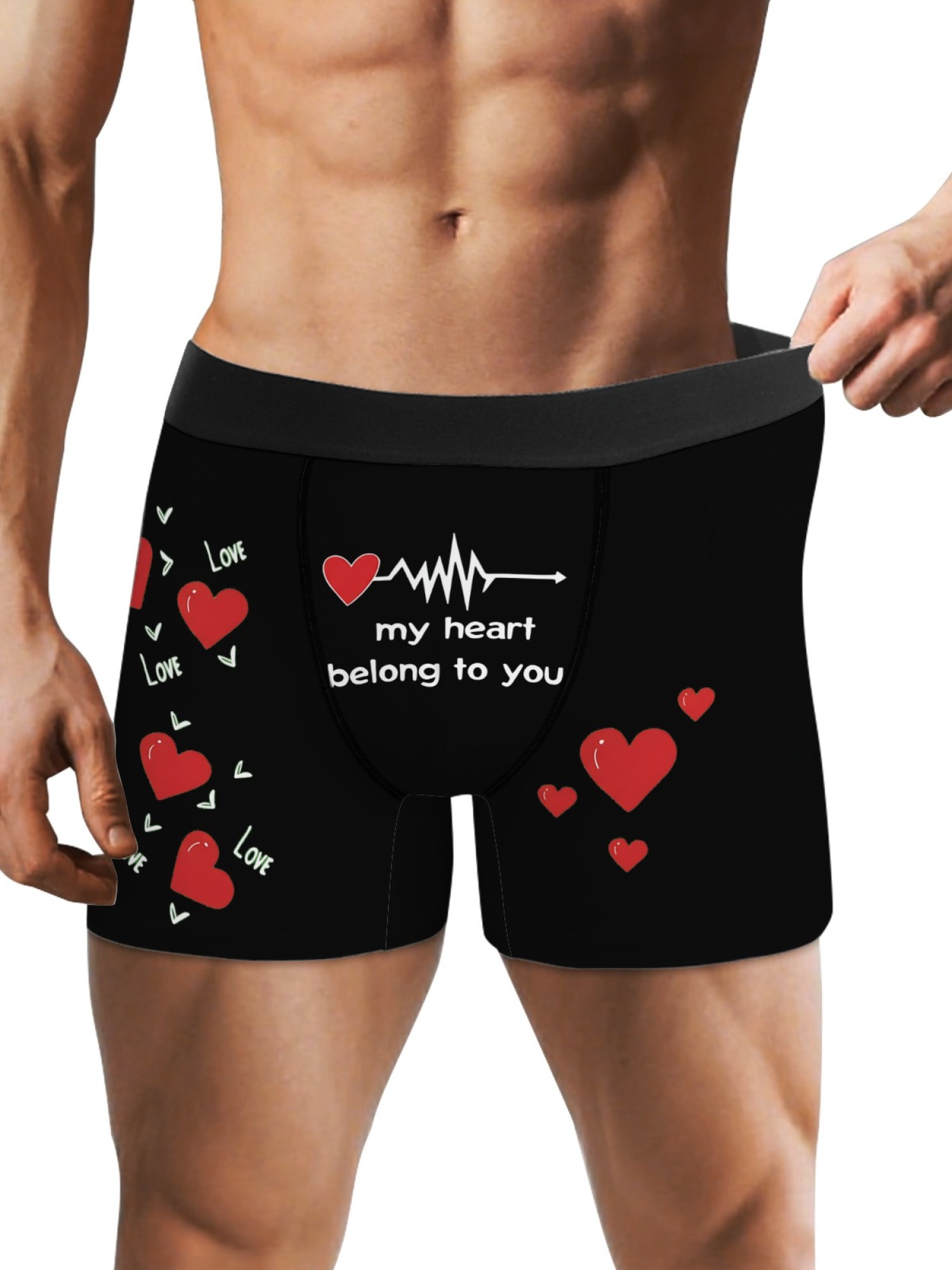 "Love & Kisses" Men's Romantic Trunks & Socks Gift Set | Valentine's Day Bundle