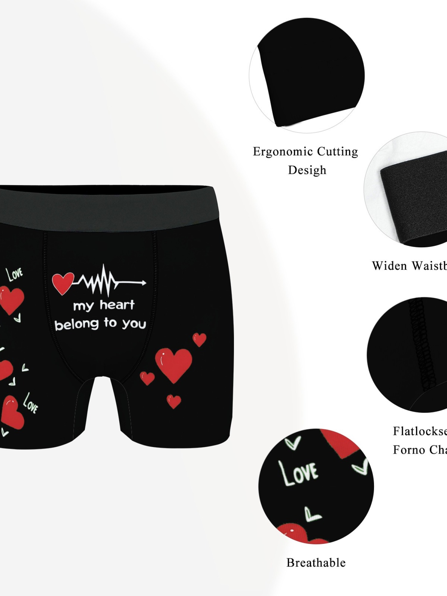 "Love & Kisses" Men's Romantic Trunks & Socks Gift Set | Valentine's Day Bundle