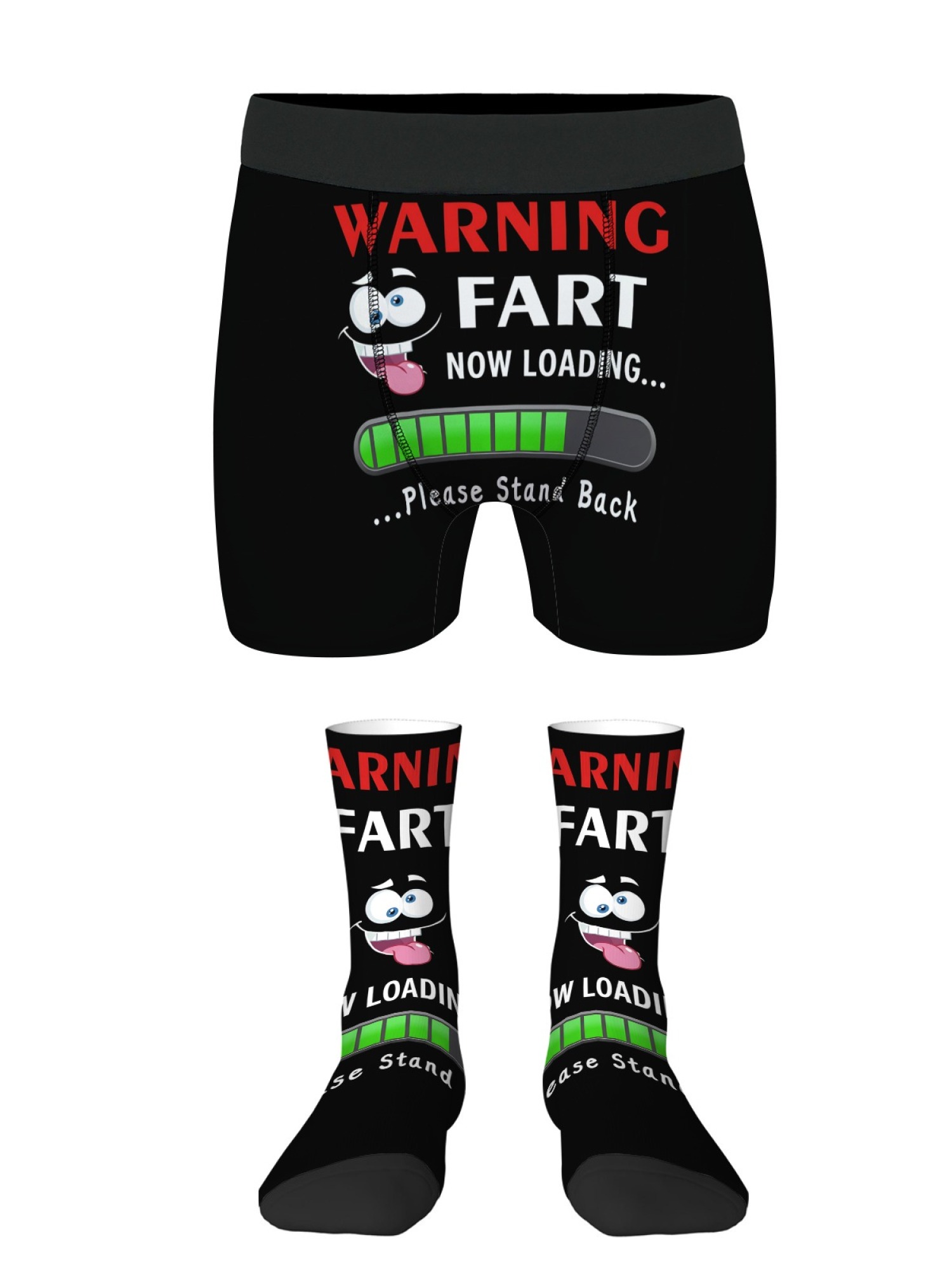 "Warning: Fart Loading" Men's Trunks & Socks Set | Hilarious Gag Gift Bundle