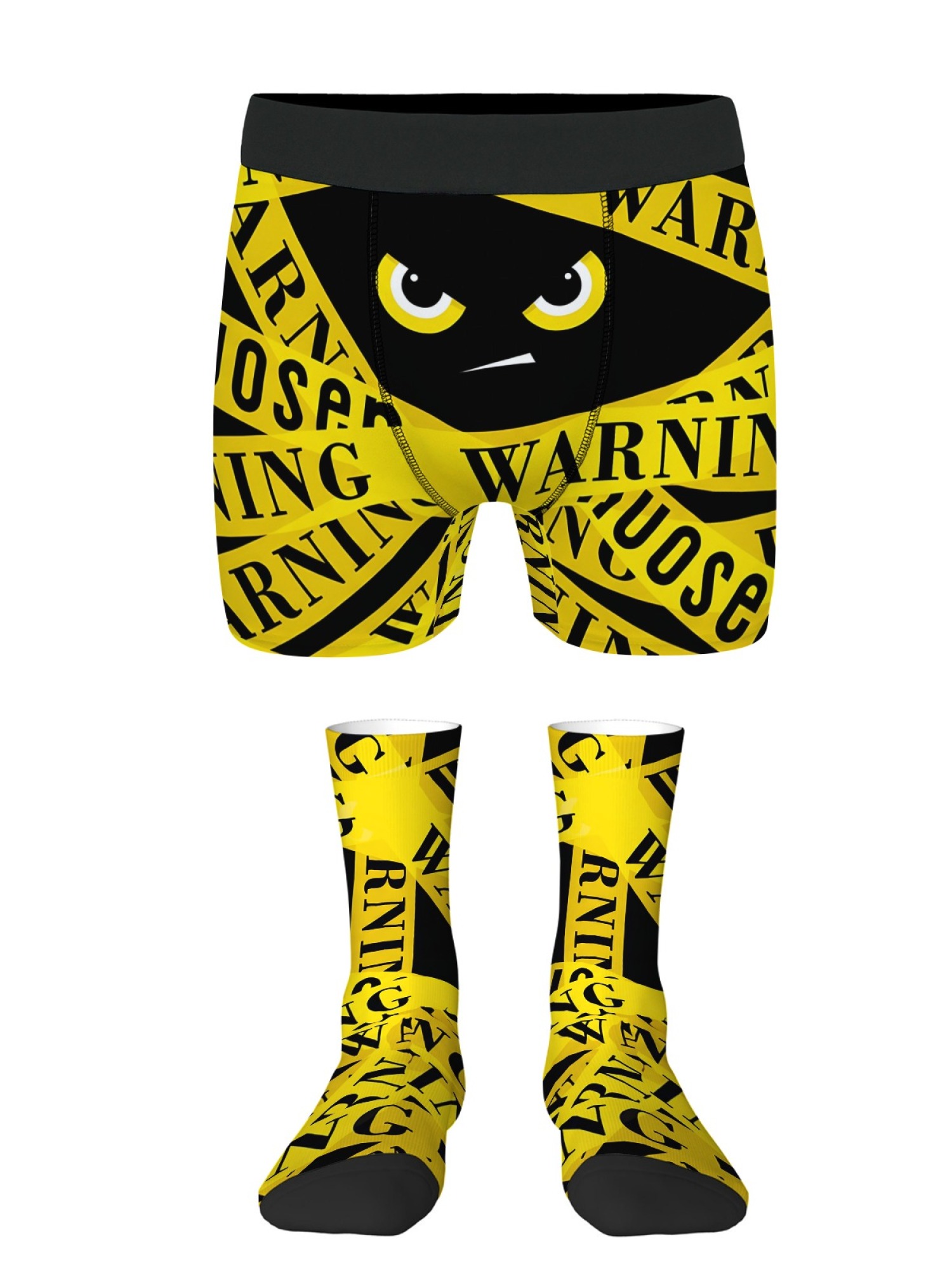 "Danger Zone" Men's Warning Tape Trunks & Socks Set | Funny Caution Novelty Bundle