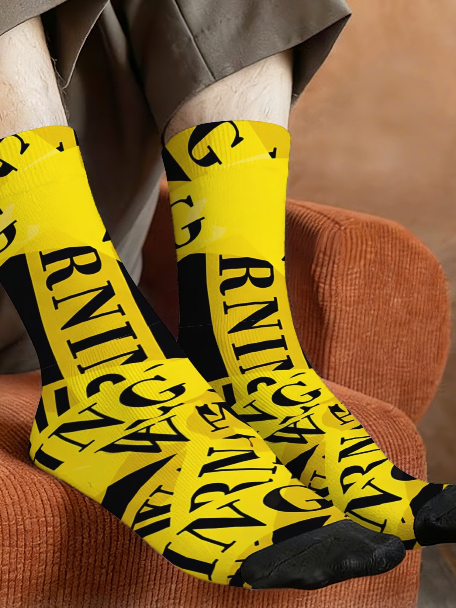 "Danger Zone" Men's Warning Tape Trunks & Socks Set | Funny Caution Novelty Bundle