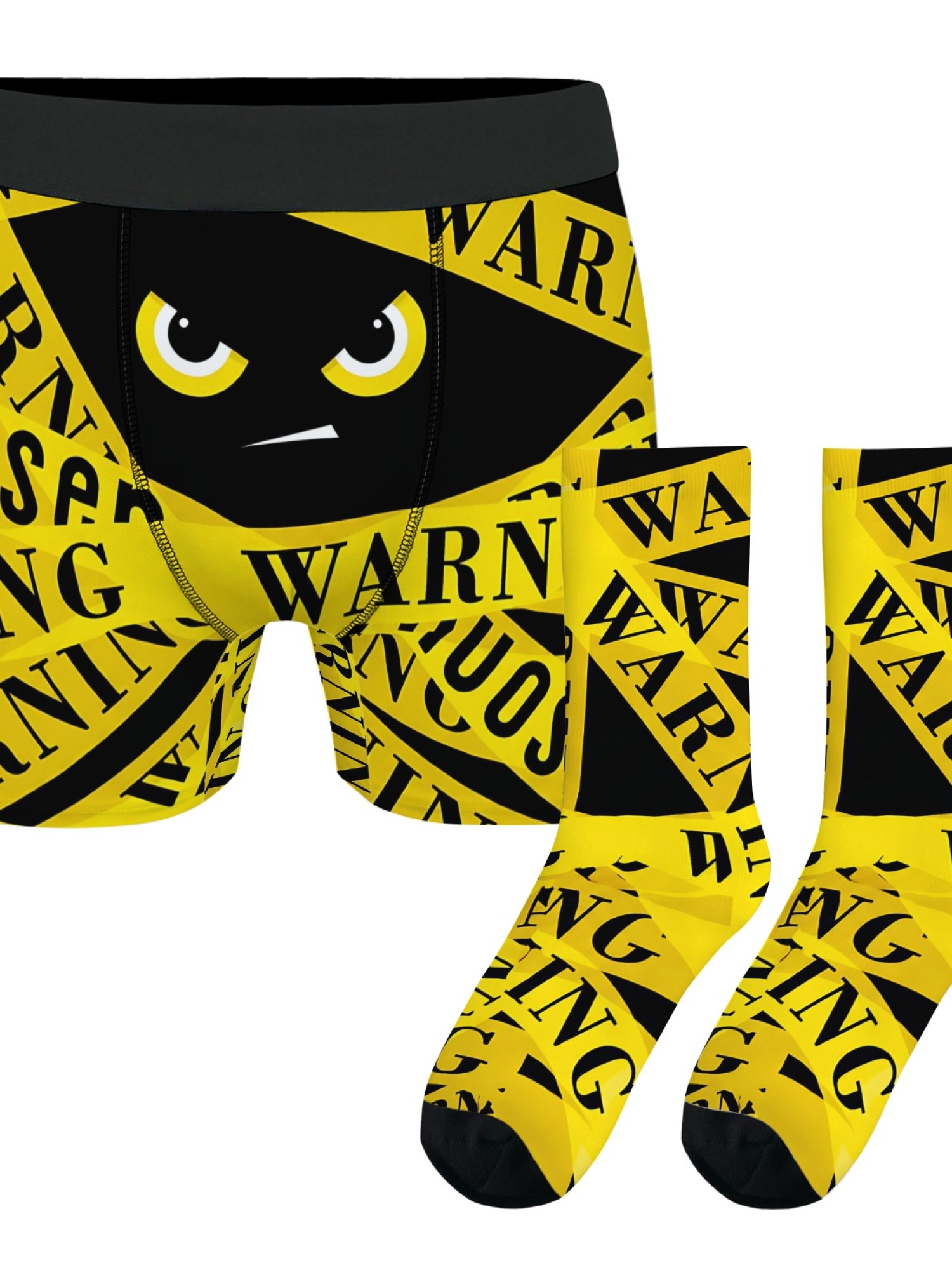 "Danger Zone" Men's Warning Tape Trunks & Socks Set | Funny Caution Novelty Bundle
