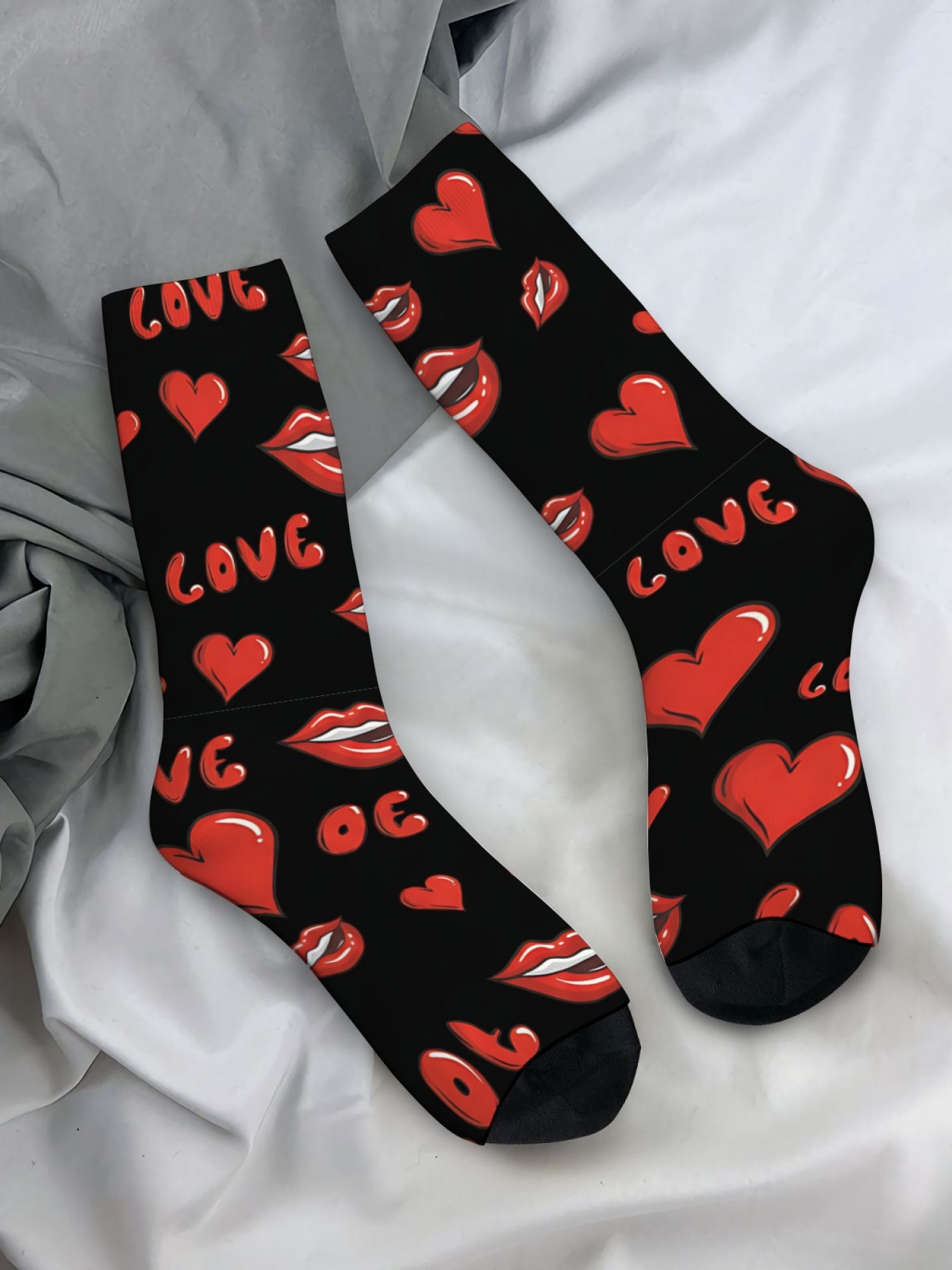 "Hot Lips" Men's Trunks & Socks Set | Sexy Tongue & Heart Print Valentine's Bundle