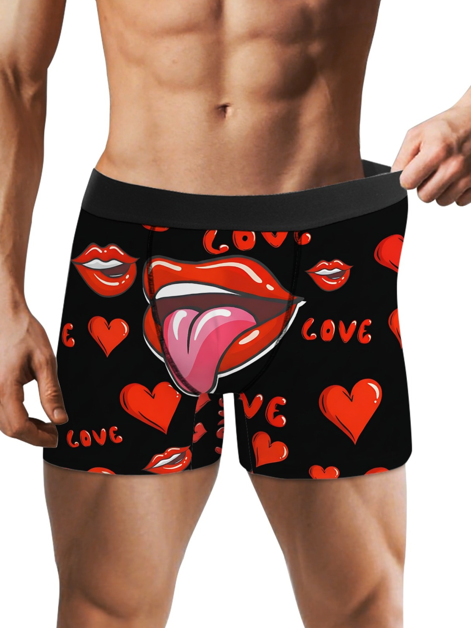 "Hot Lips" Men's Trunks & Socks Set | Sexy Tongue & Heart Print Valentine's Bundle