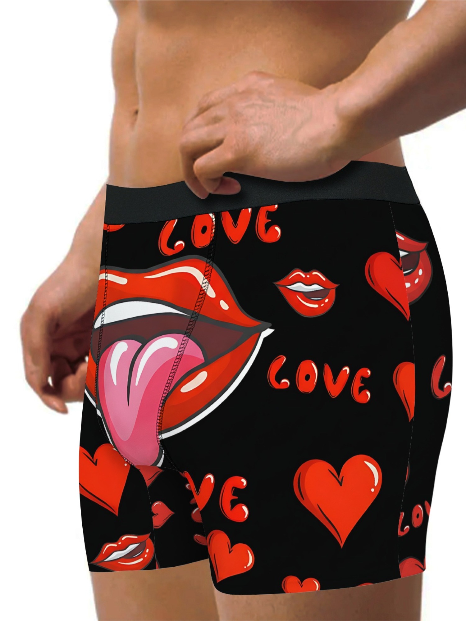 "Hot Lips" Men's Trunks & Socks Set | Sexy Tongue & Heart Print Valentine's Bundle