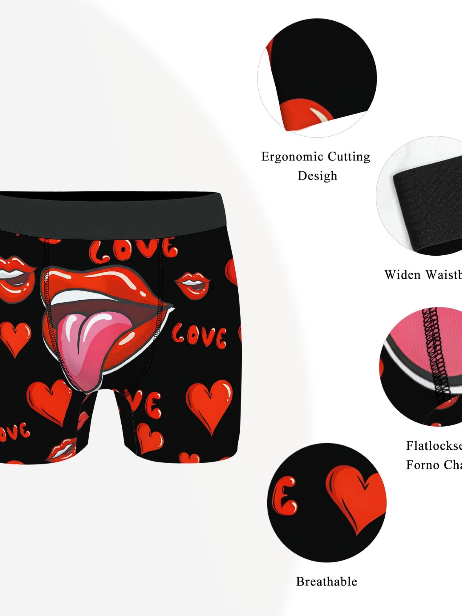"Hot Lips" Men's Trunks & Socks Set | Sexy Tongue & Heart Print Valentine's Bundle