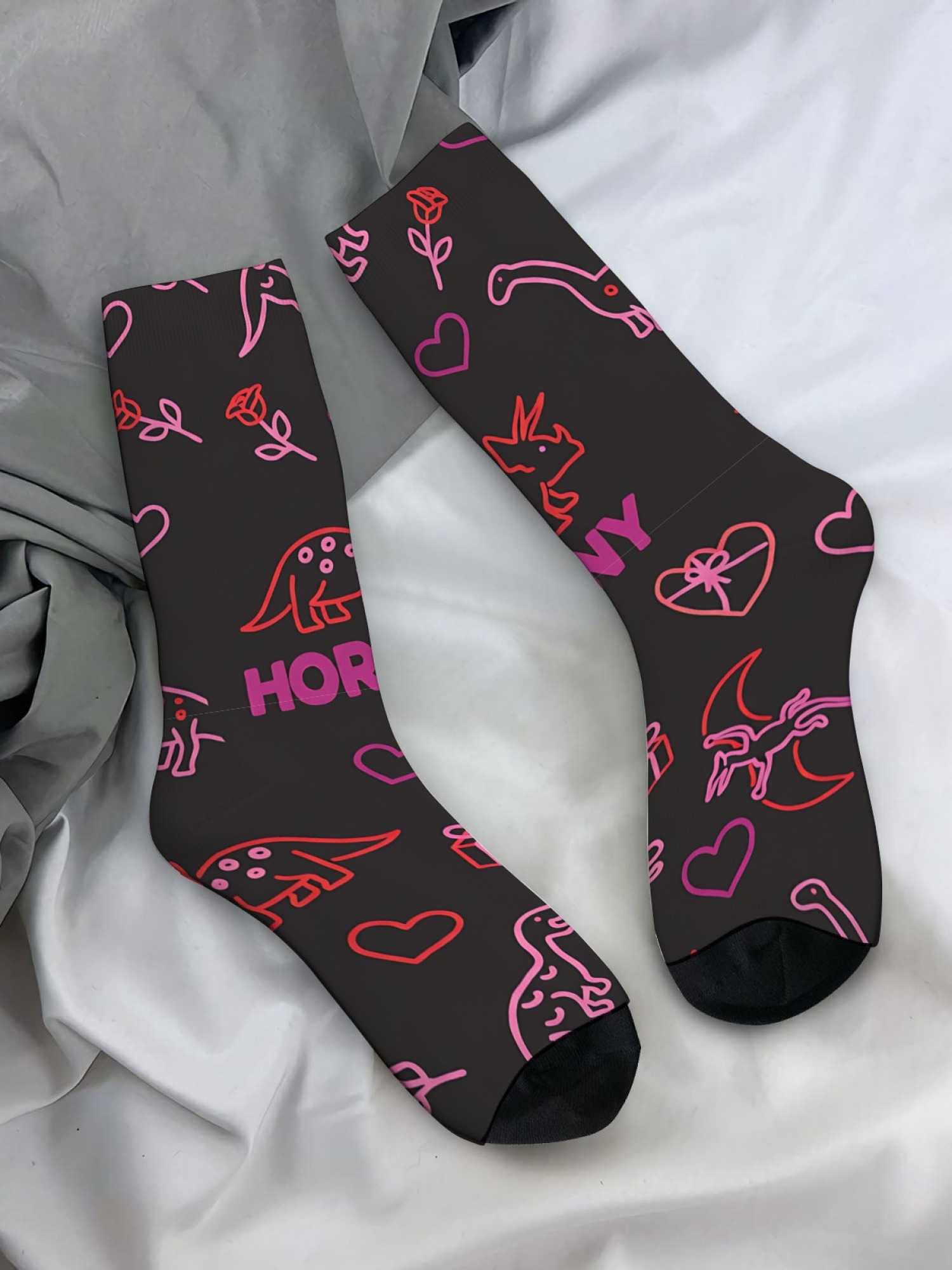 "Horny" Dinosaur Men's Trunks & Socks Set | Funny Naughty Valentine's Gift Bundle