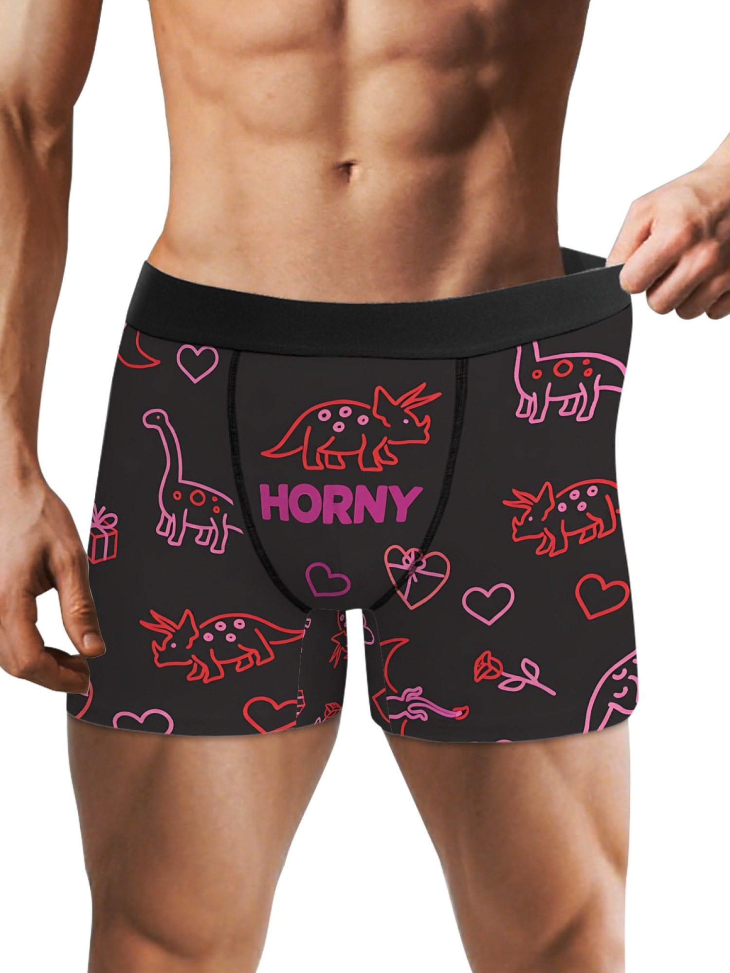 "Horny" Dinosaur Men's Trunks & Socks Set | Funny Naughty Valentine's Gift Bundle