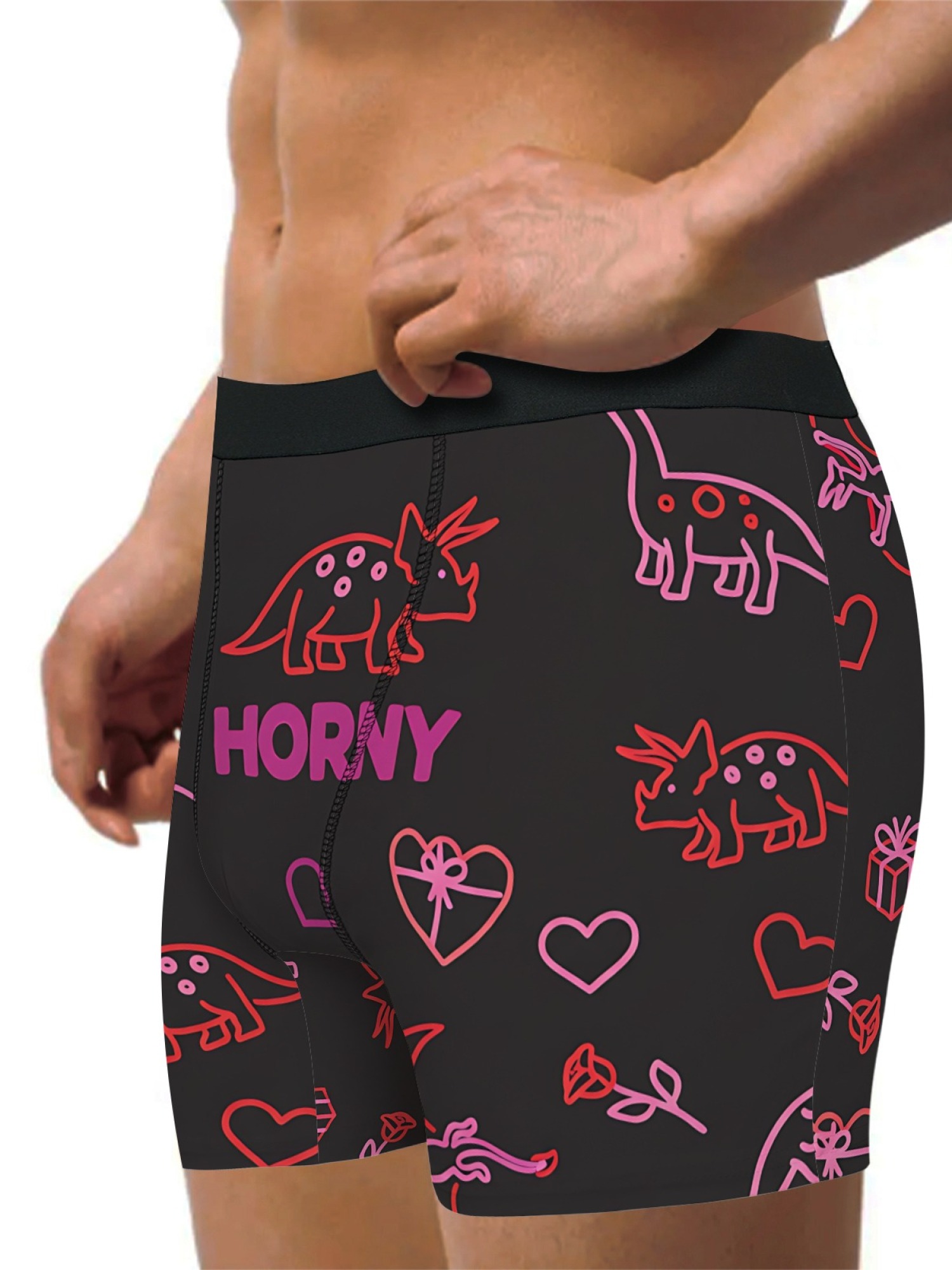 "Horny" Dinosaur Men's Trunks & Socks Set | Funny Naughty Valentine's Gift Bundle