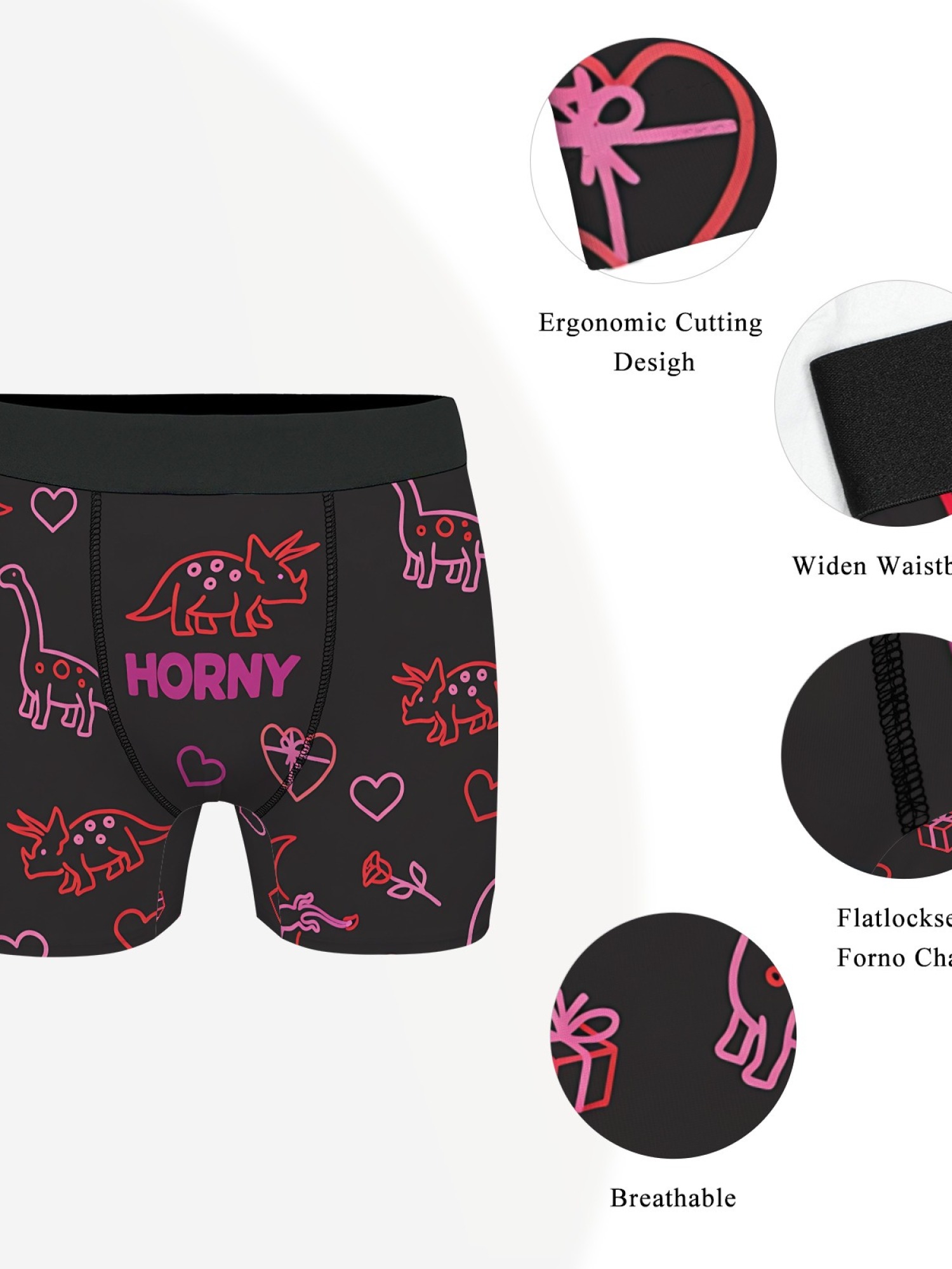 "Horny" Dinosaur Men's Trunks & Socks Set | Funny Naughty Valentine's Gift Bundle