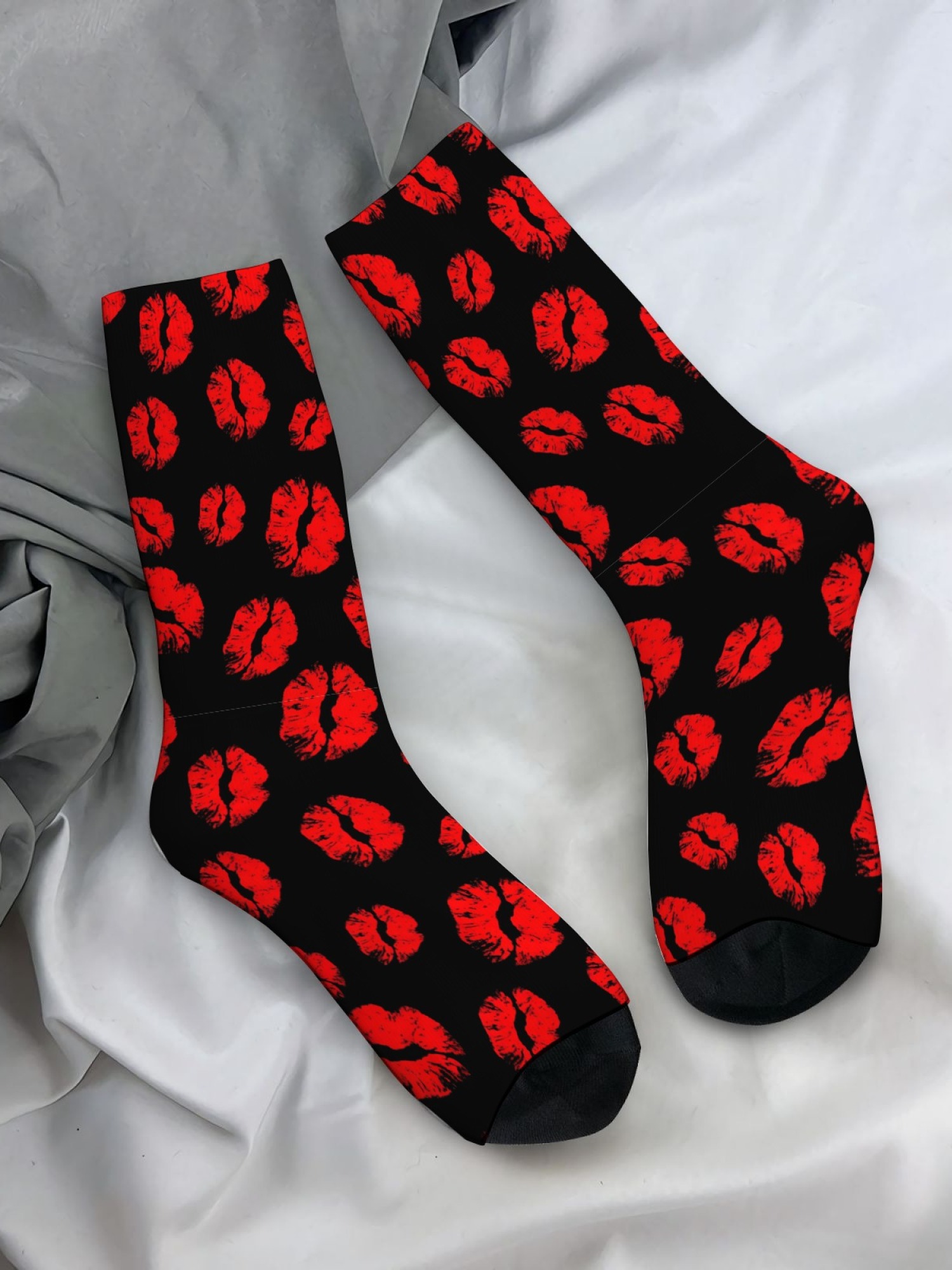 "Covered in Kisses" Men's Trunks & Socks Set | Red Lipstick Print Valentine's Bundle